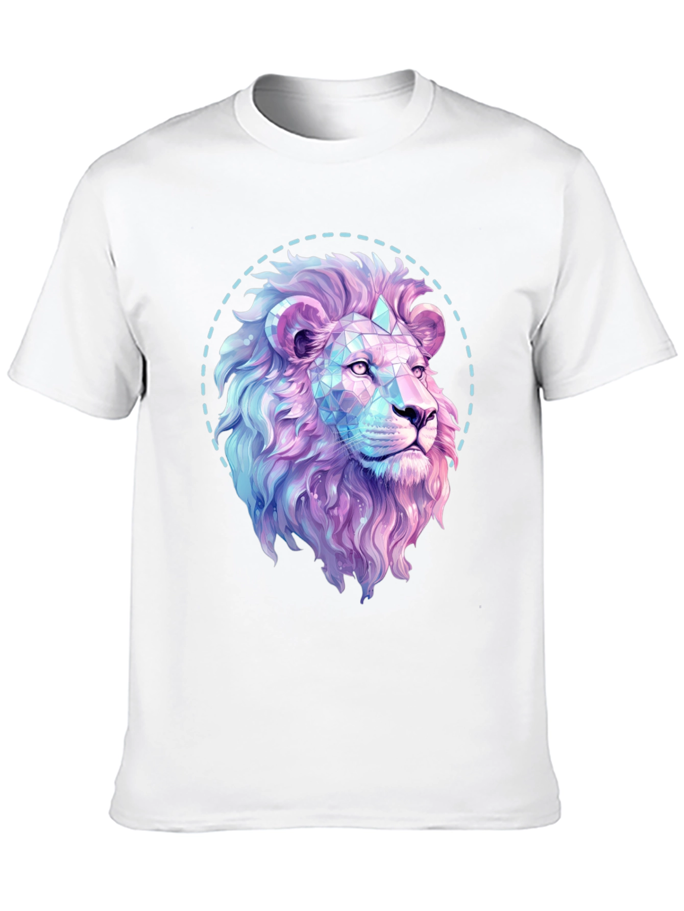 Geometric Lion Graphic Print Black T-Shirt