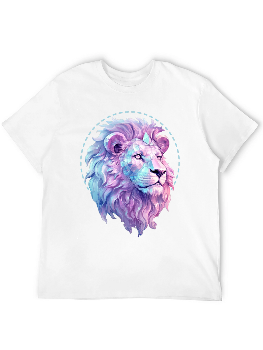 Geometric Lion Graphic Print Black T-Shirt