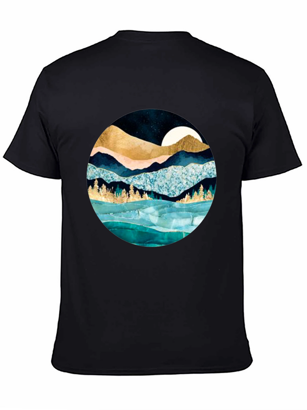 Mountain & Moon Graphic Tee - Stylish Black Shirt