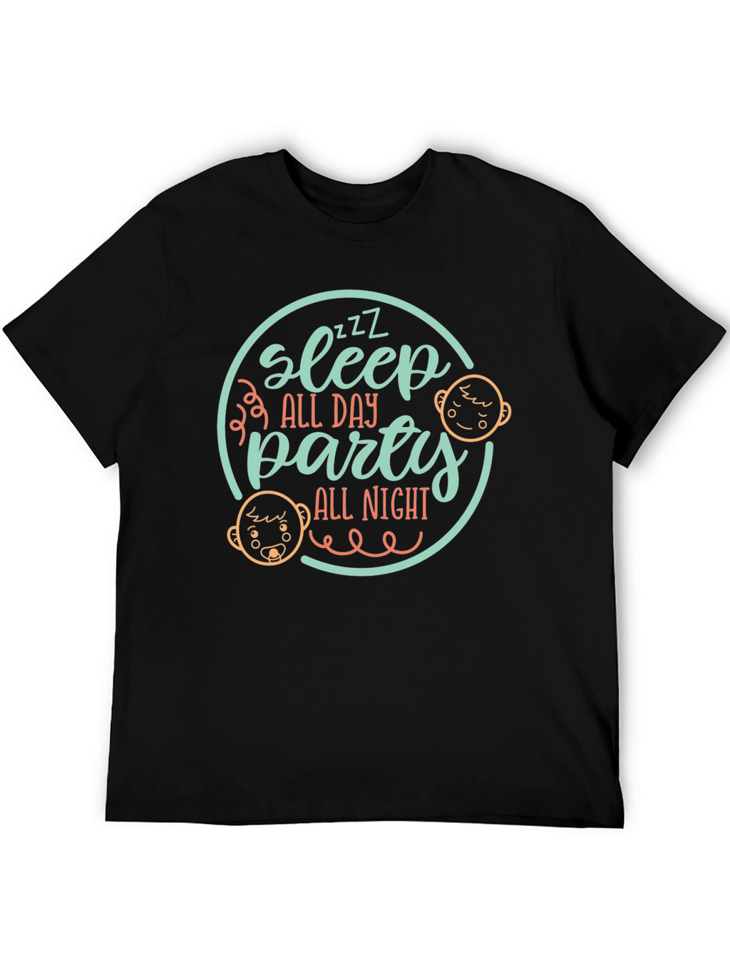 Sleep All Day Party All Night Black Tee