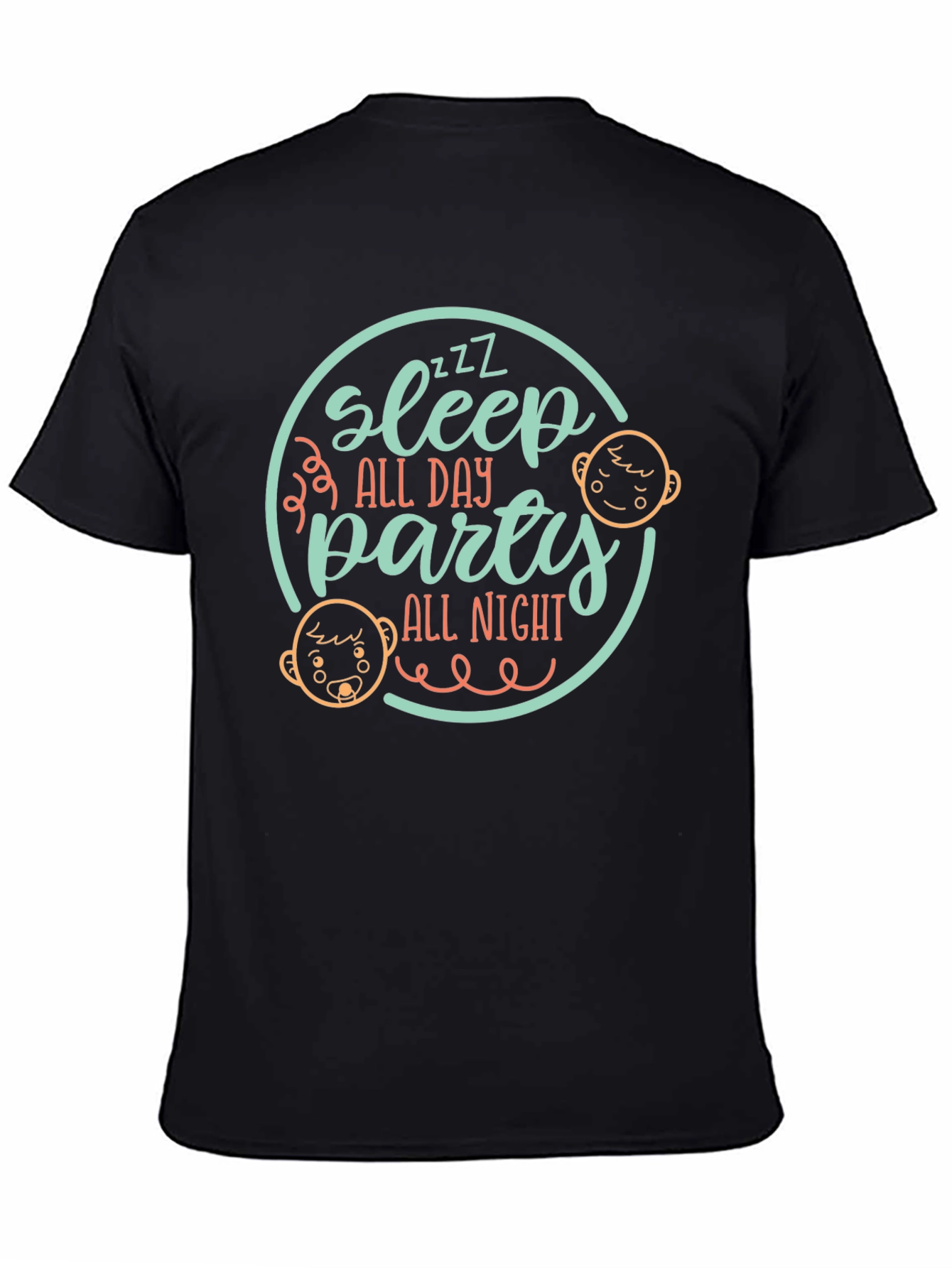Sleep All Day Party All Night Black Tee
