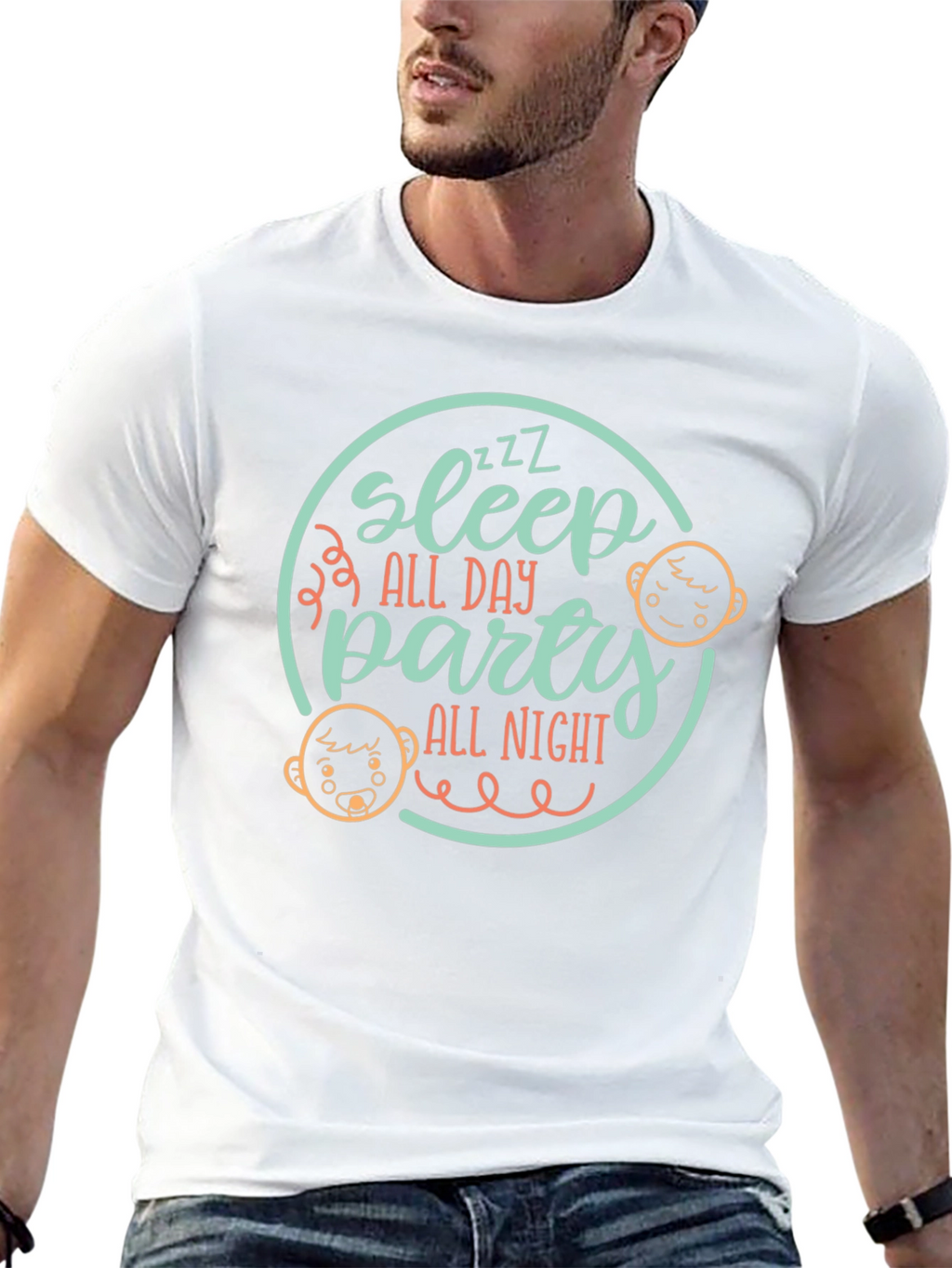 Sleep All Day Party All Night Black Tee