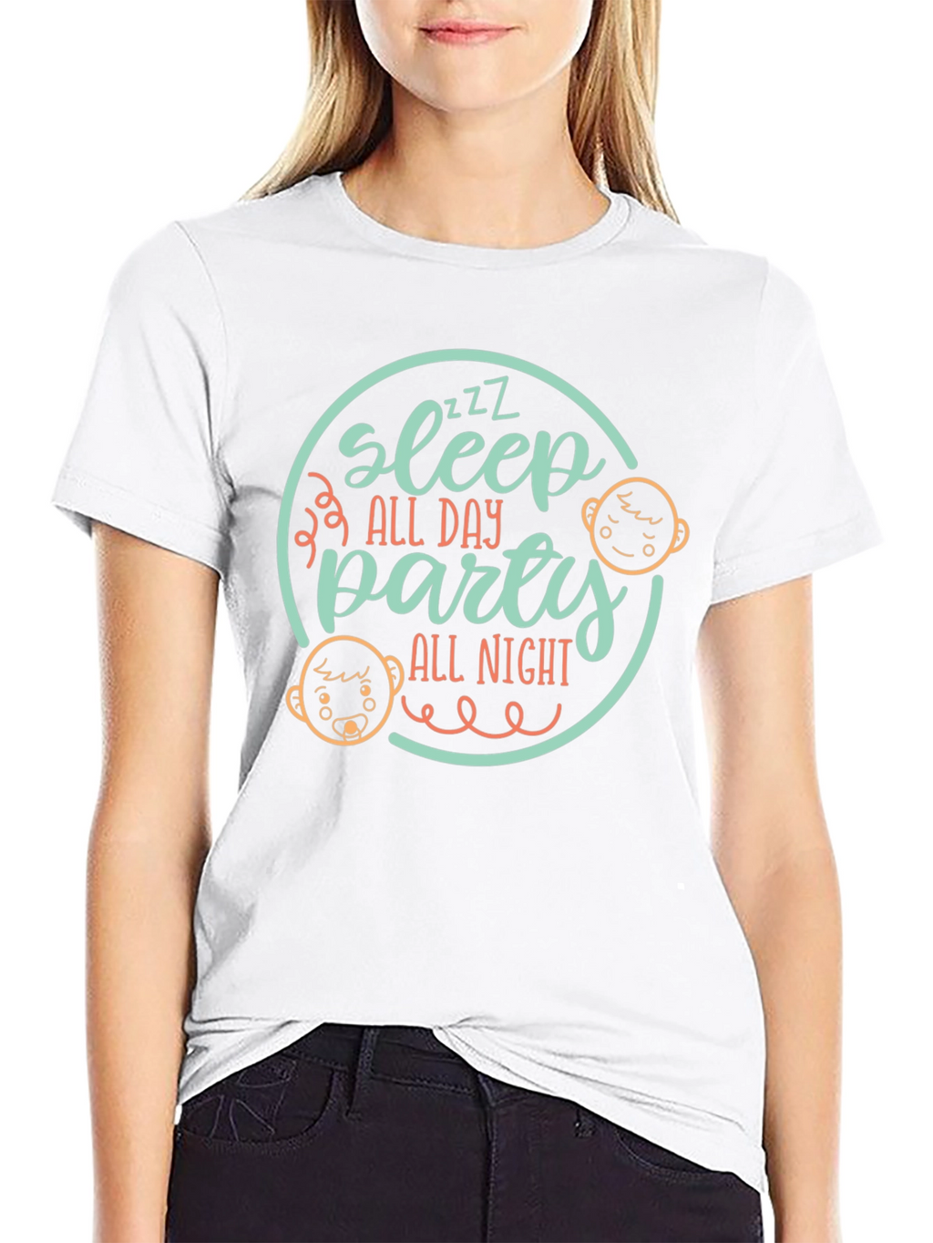 Sleep All Day Party All Night Black Tee