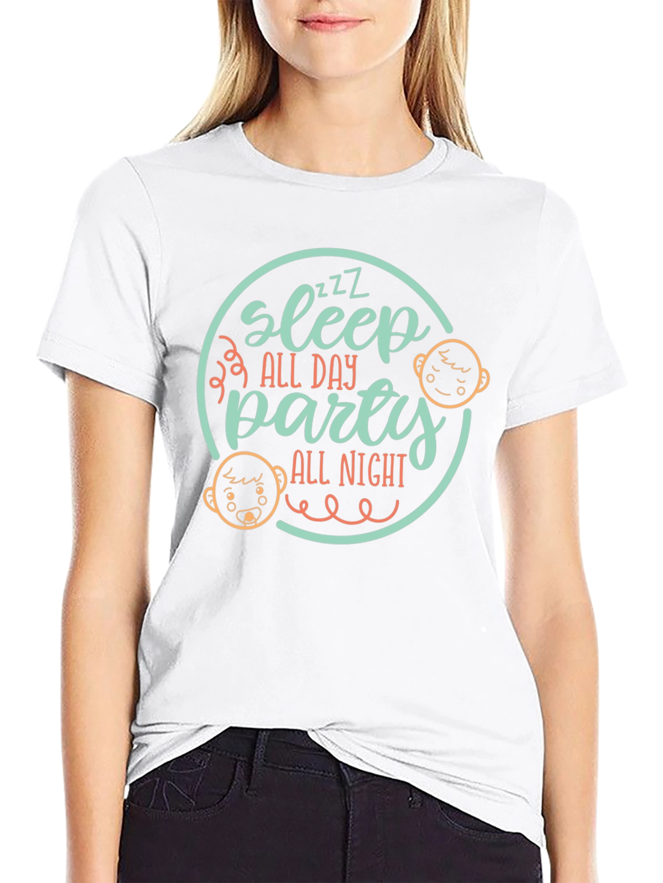Sleep All Day Party All Night Black Tee