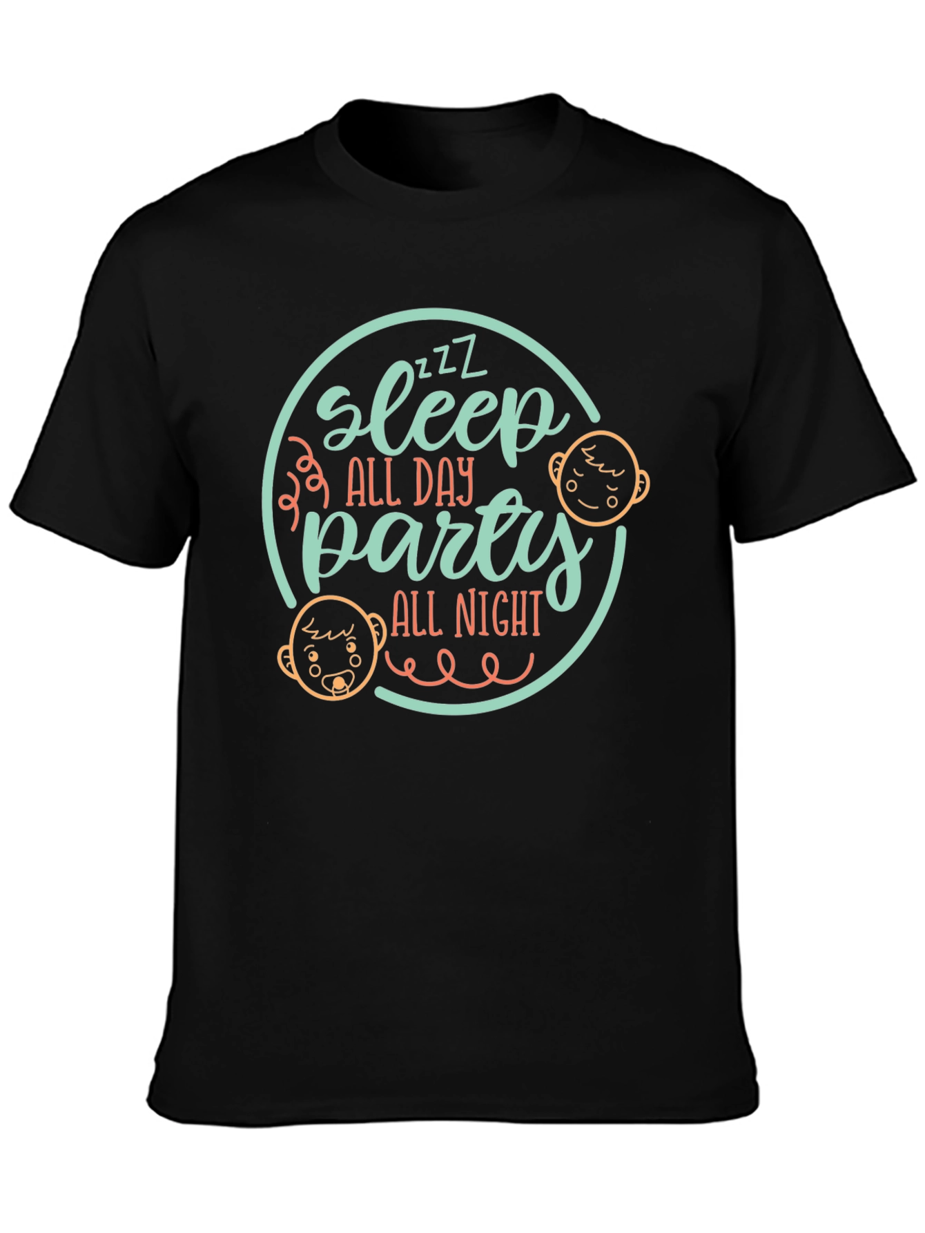 Sleep All Day Party All Night Black Tee