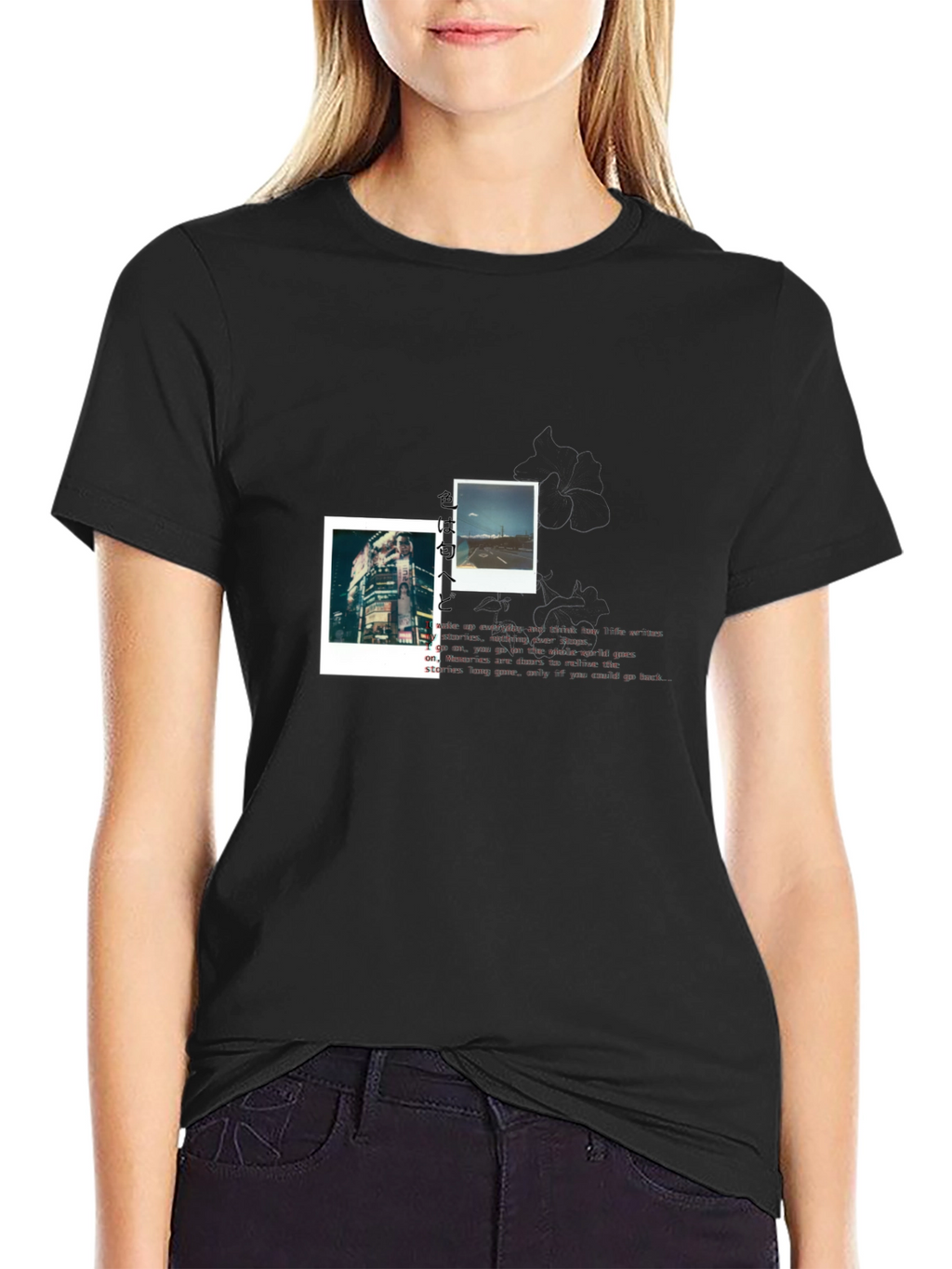 Trendy Black T-Shirt with Photo Print Design