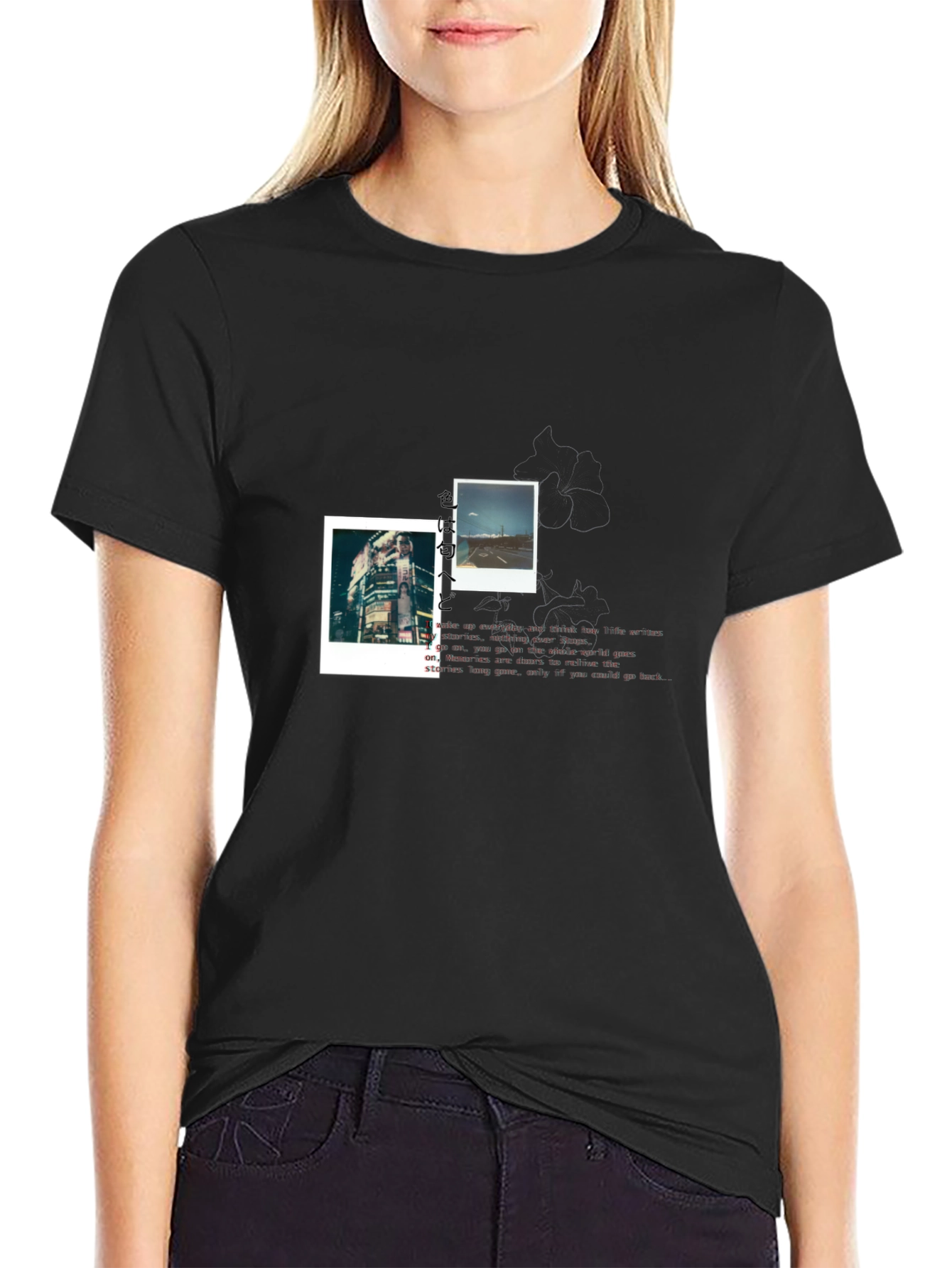 Trendy Black T-Shirt with Photo Print Design