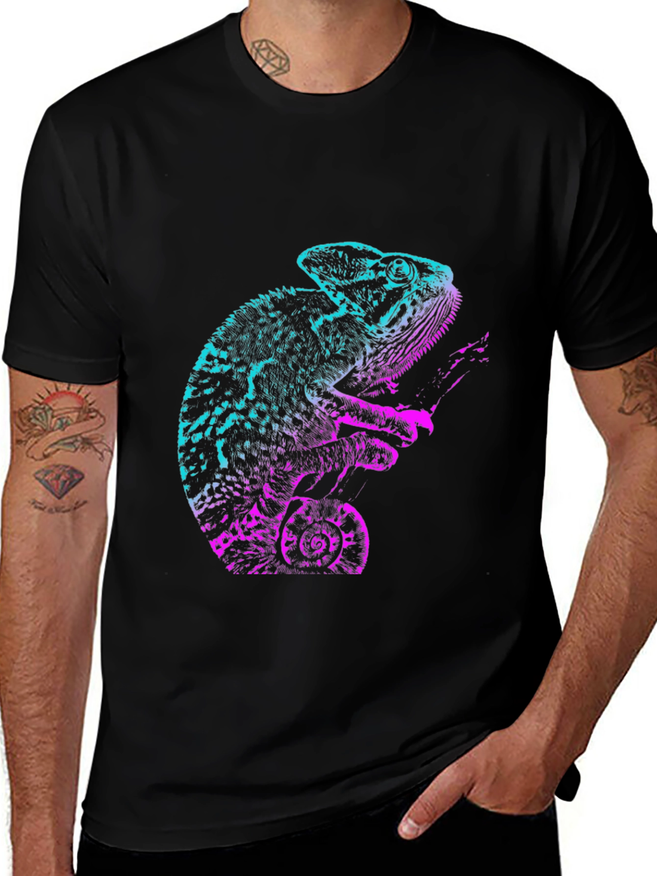 Chameleon Graphic T-Shirt - Cool Gradient Design