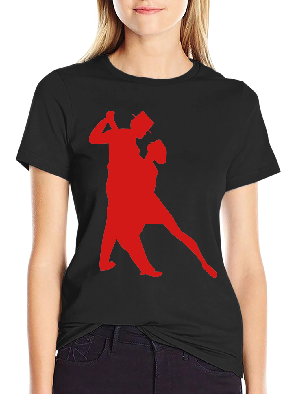 Dancing Couple Graphic Tee - Stylish Black T-Shirt
