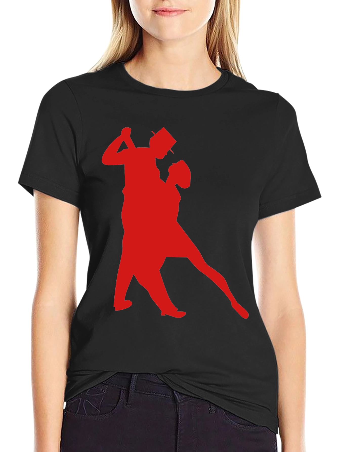 Dancing Couple Graphic Tee - Stylish Black T-Shirt