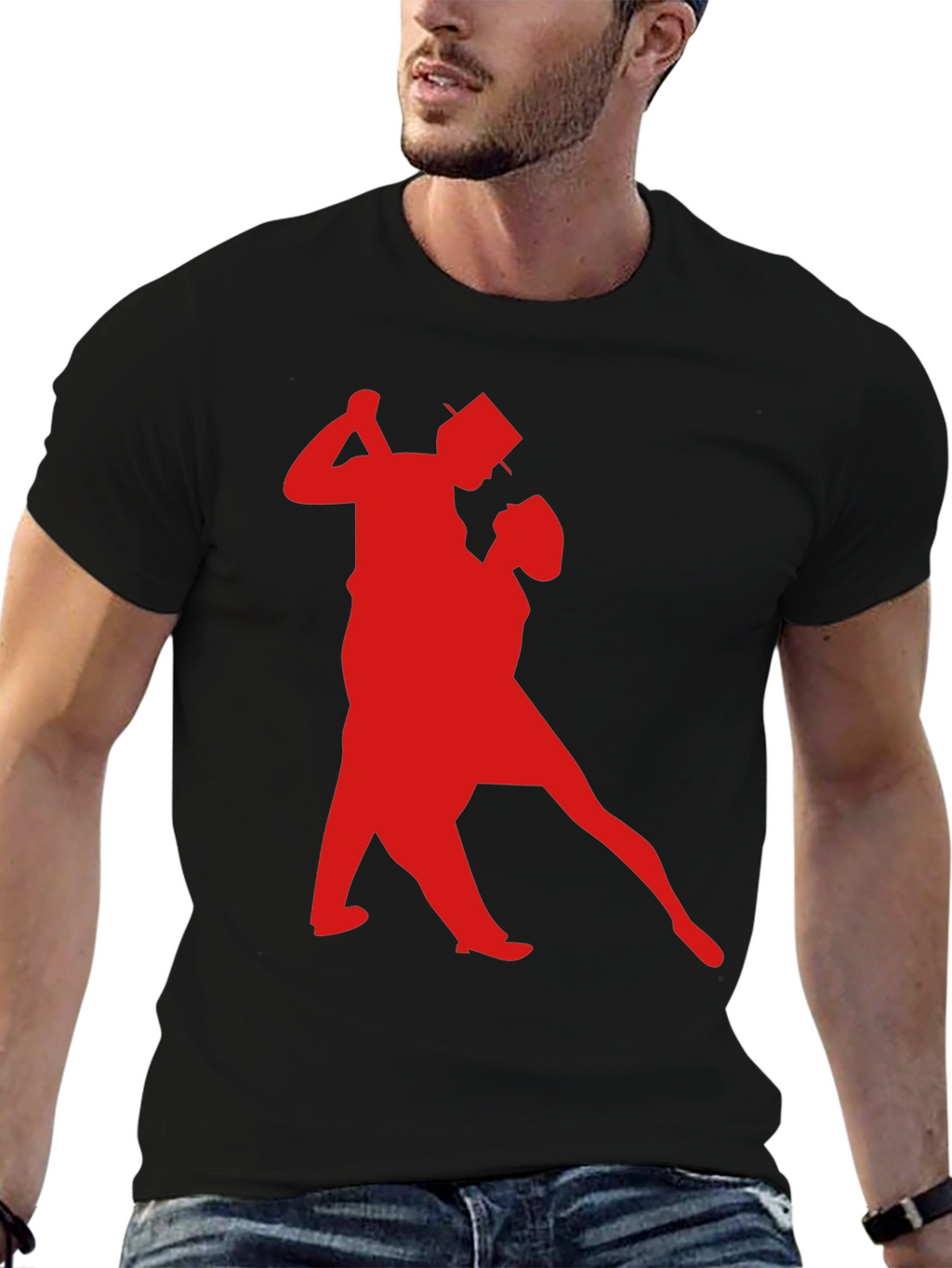 Dancing Couple Graphic Tee - Stylish Black T-Shirt