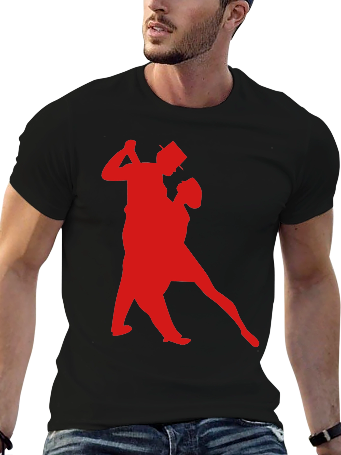 Dancing Couple Graphic Tee - Stylish Black T-Shirt