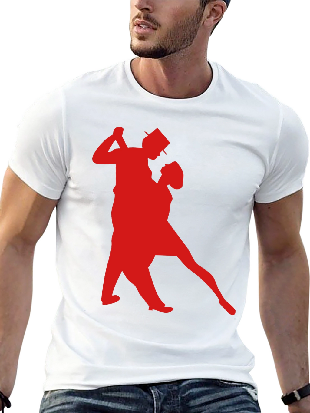 Dancing Couple Graphic Tee - Stylish Black T-Shirt