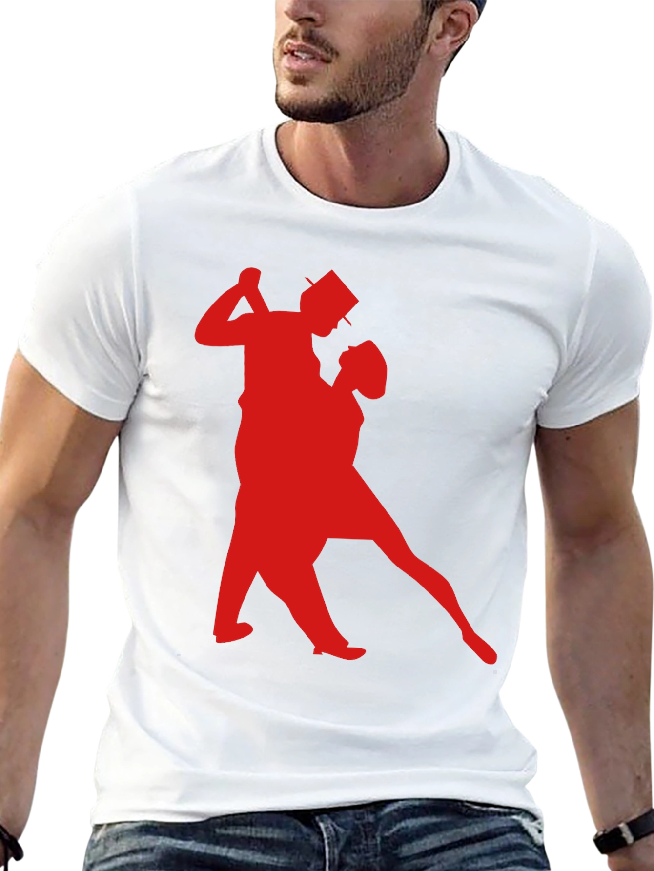 Dancing Couple Graphic Tee - Stylish Black T-Shirt