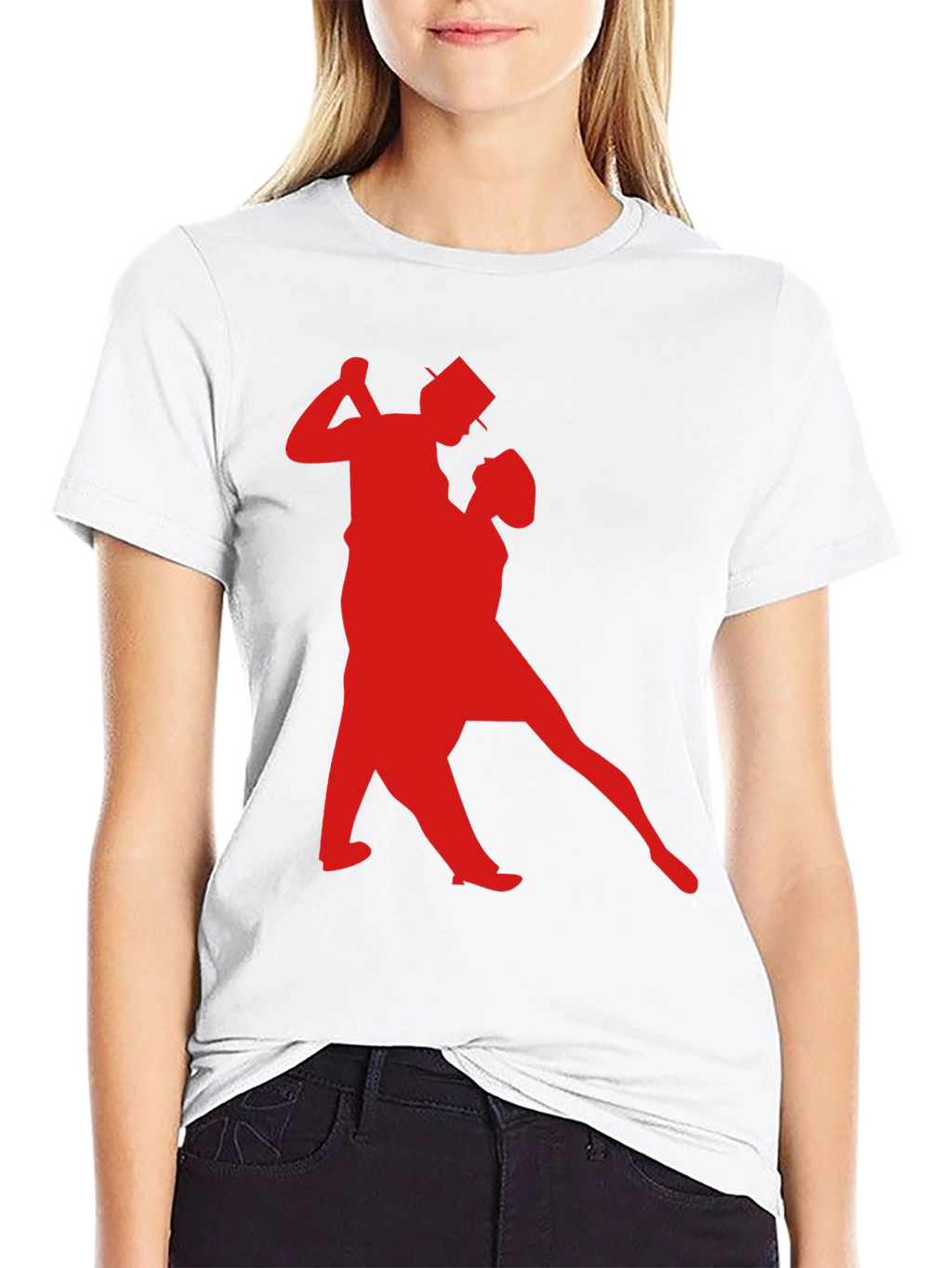 Dancing Couple Graphic Tee - Stylish Black T-Shirt