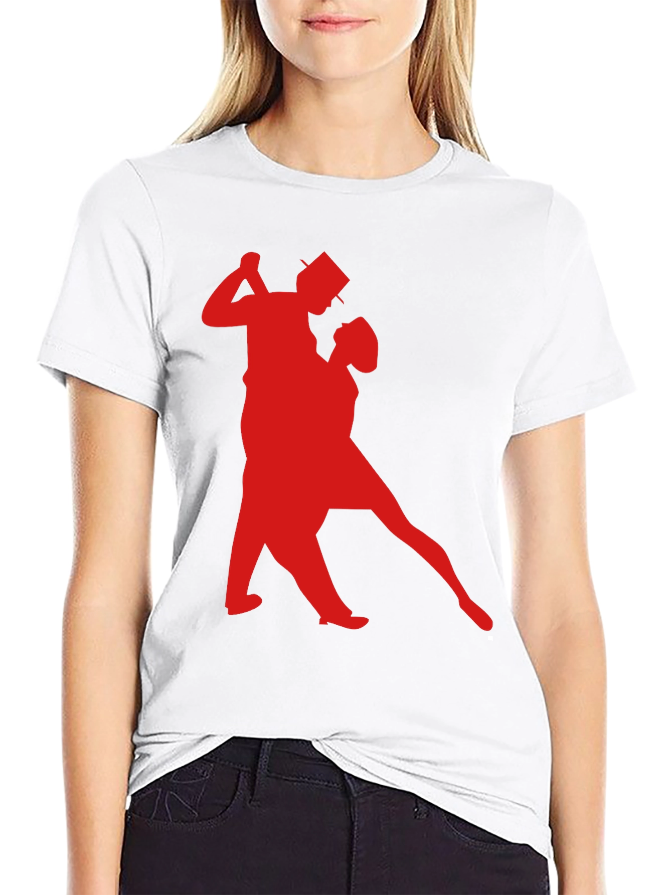 Dancing Couple Graphic Tee - Stylish Black T-Shirt
