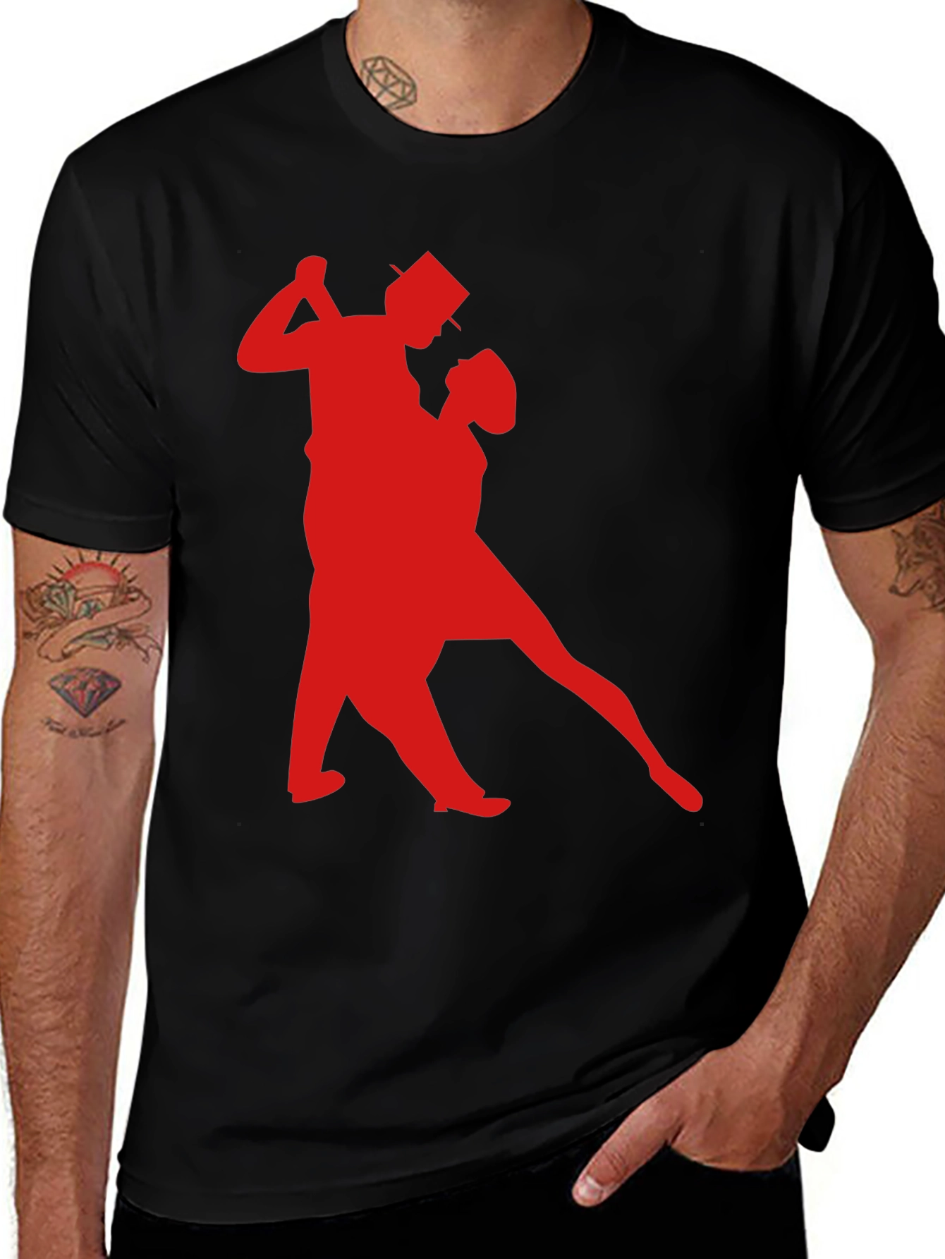 Dancing Couple Graphic Tee - Stylish Black T-Shirt