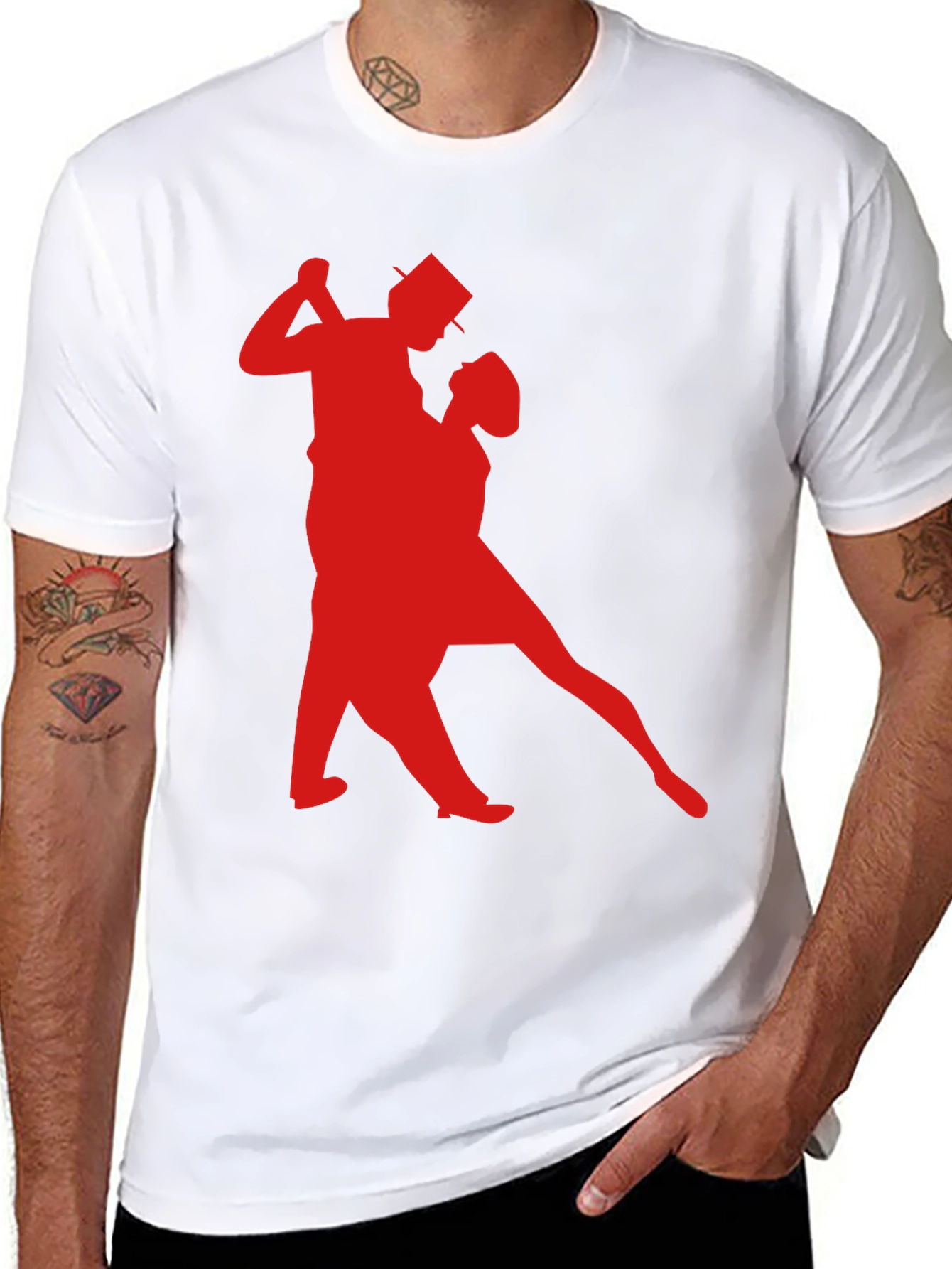 Dancing Couple Graphic Tee - Stylish Black T-Shirt