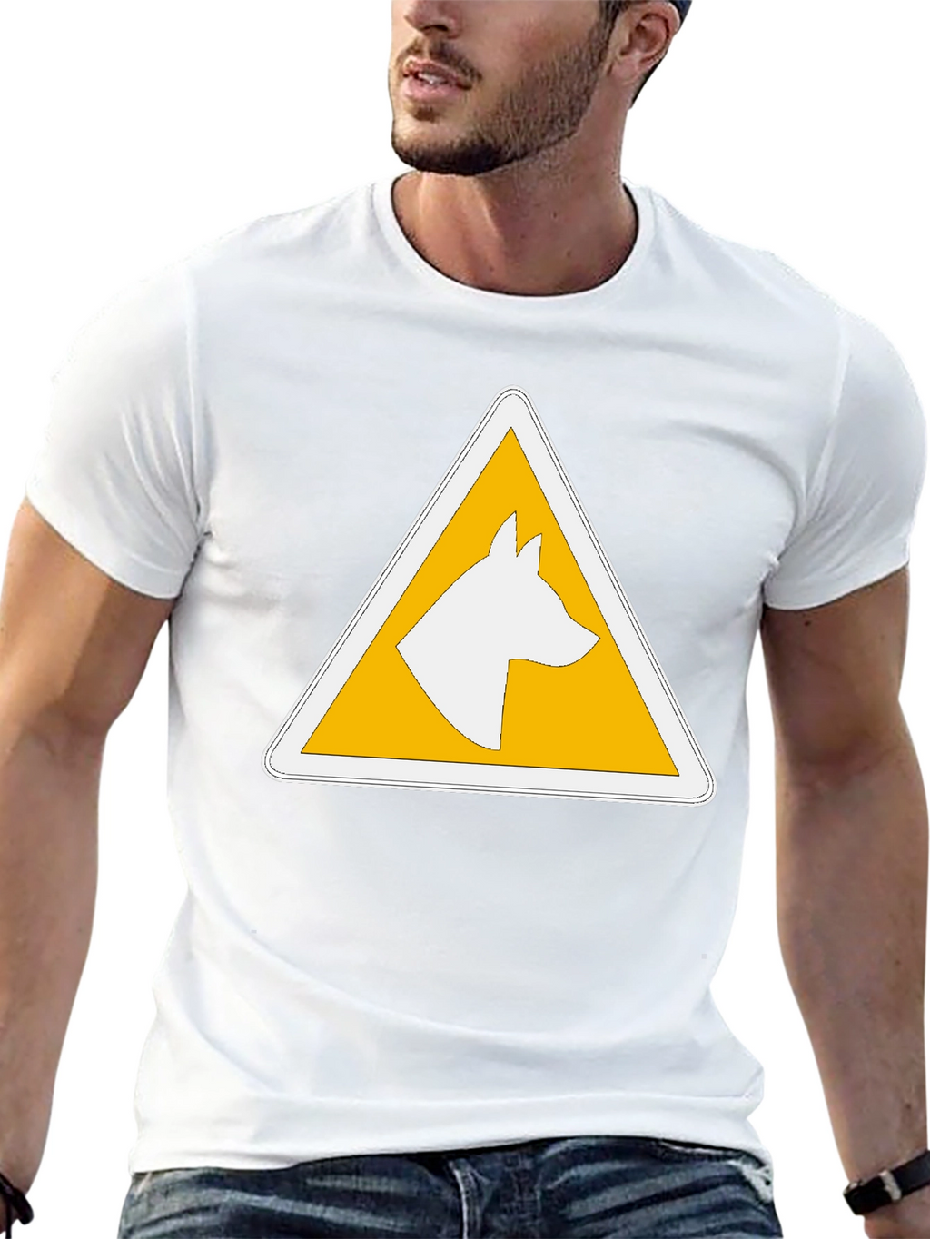 Dog Warning Sign T-Shirt - Caution Canine Ahead!
