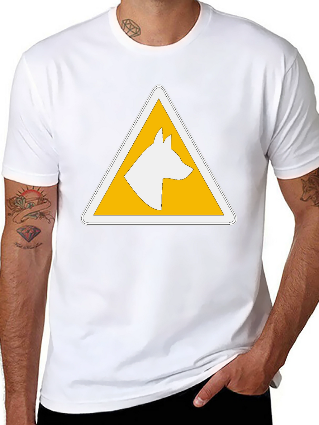 Dog Warning Sign T-Shirt - Caution Canine Ahead!