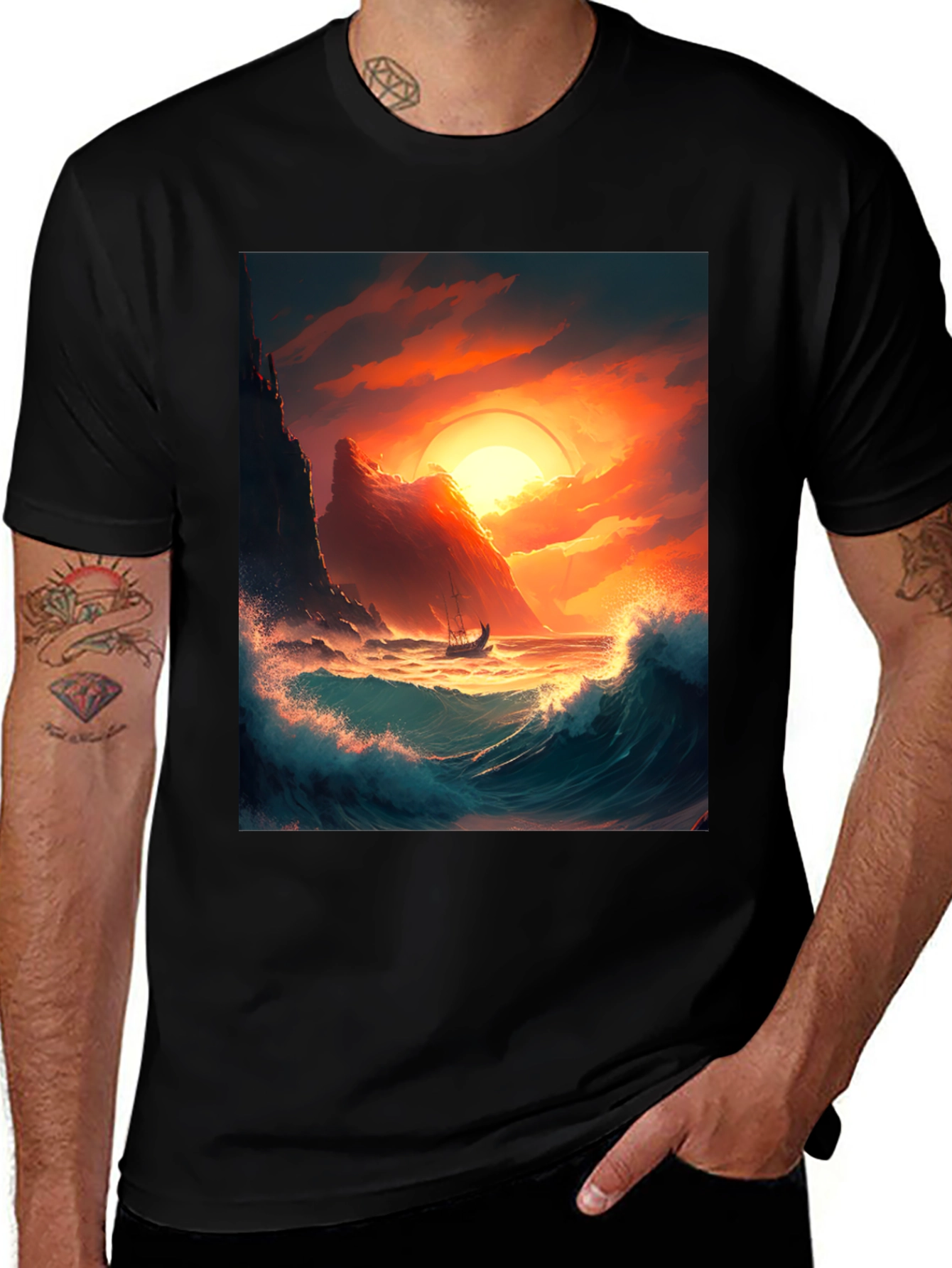 Sunset Voyage Graphic Tee - Coastal Adventure