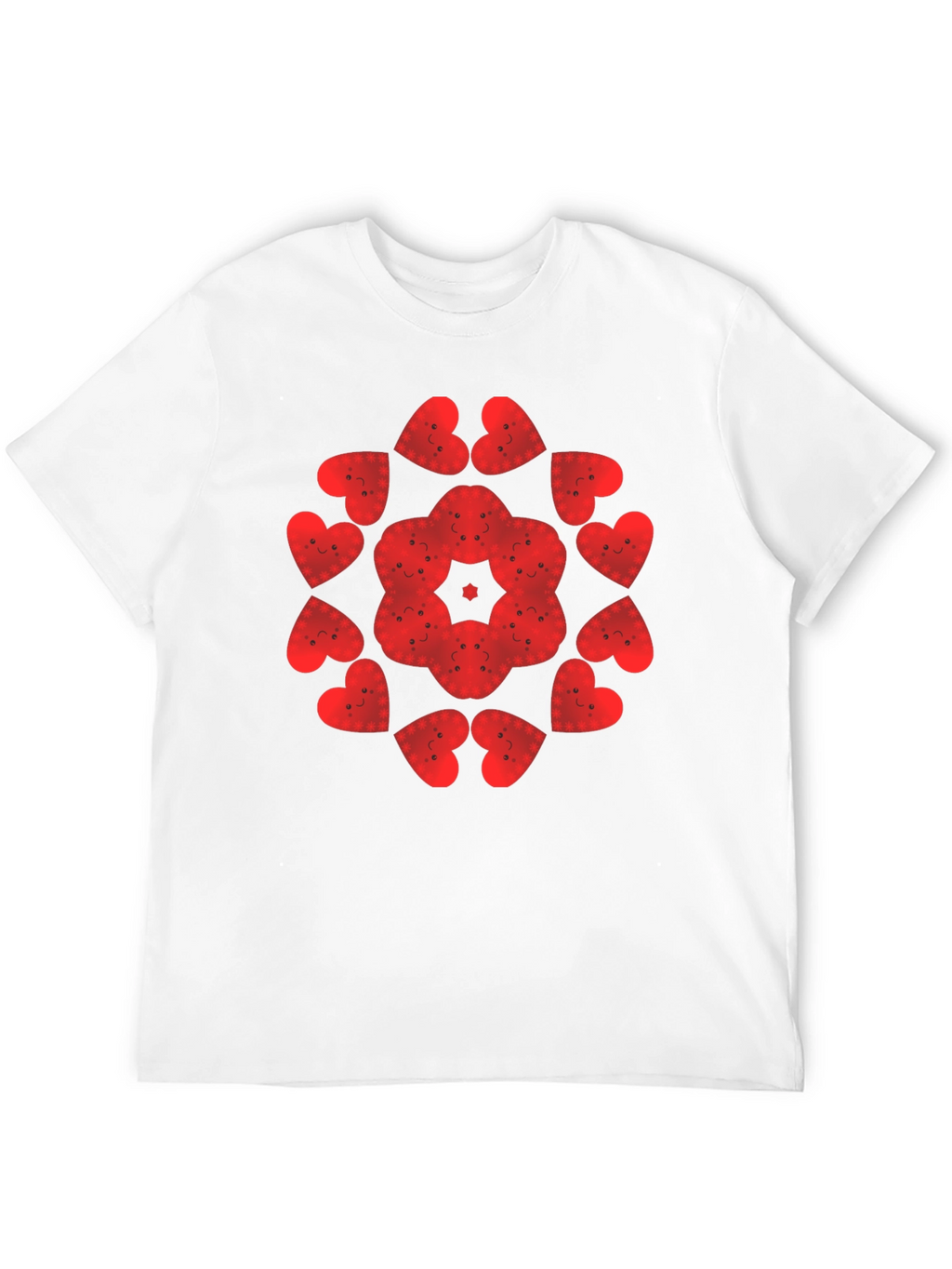 Heart Face Pattern Tee - Unique Graphic Print Shirt