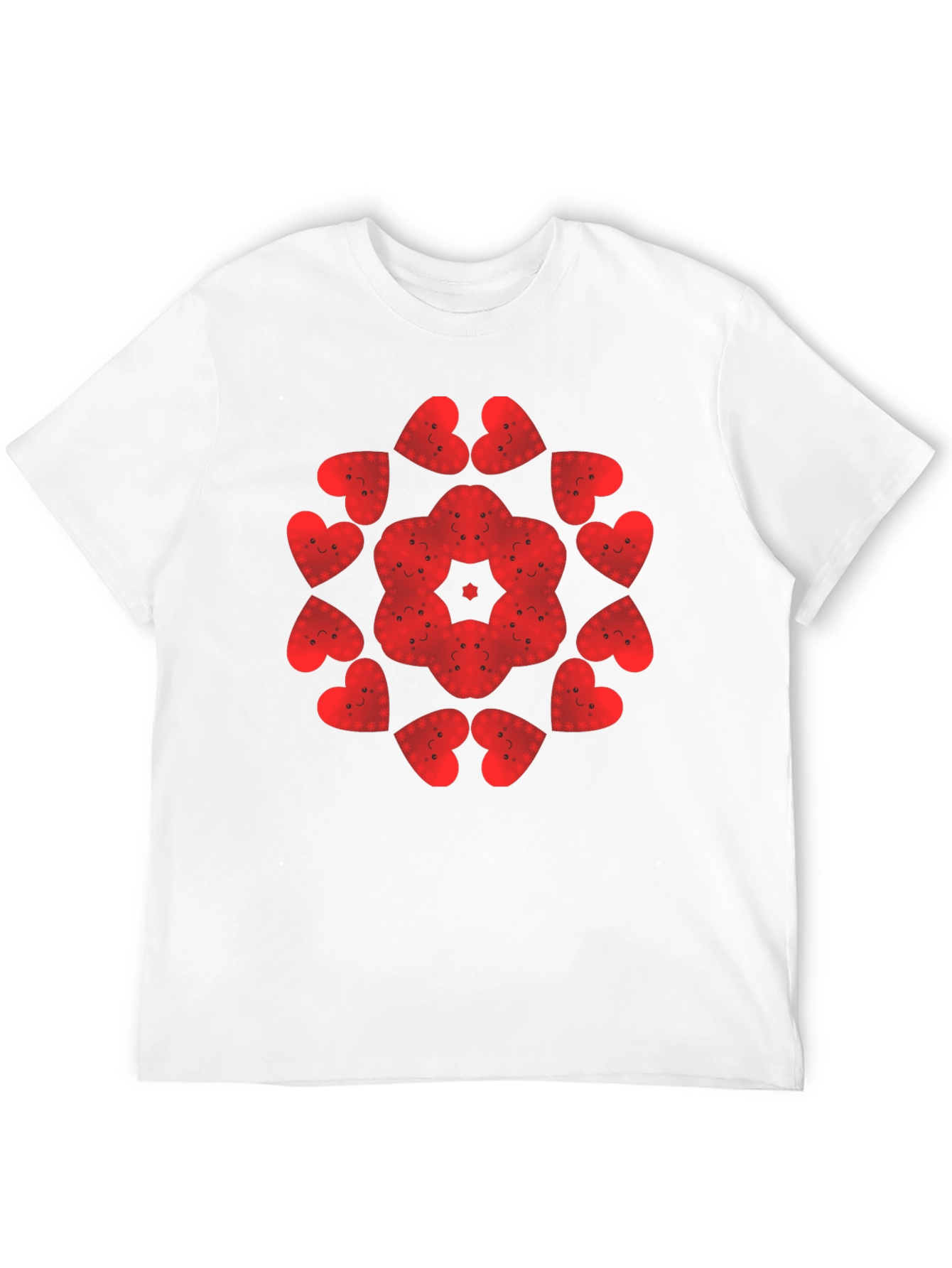Heart Face Pattern Tee - Unique Graphic Print Shirt