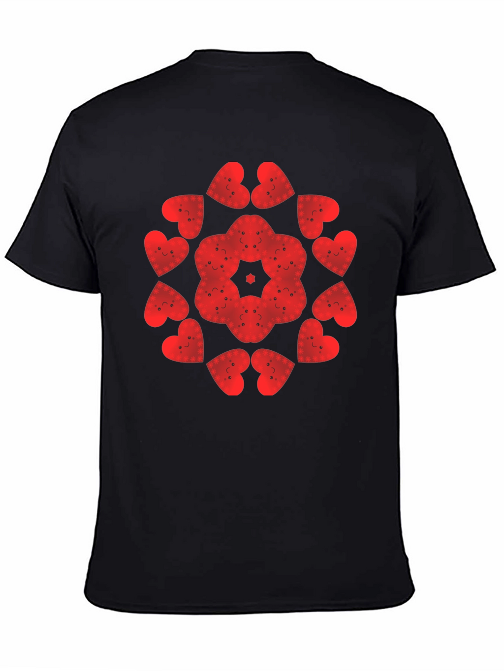 Heart Face Pattern Tee - Unique Graphic Print Shirt
