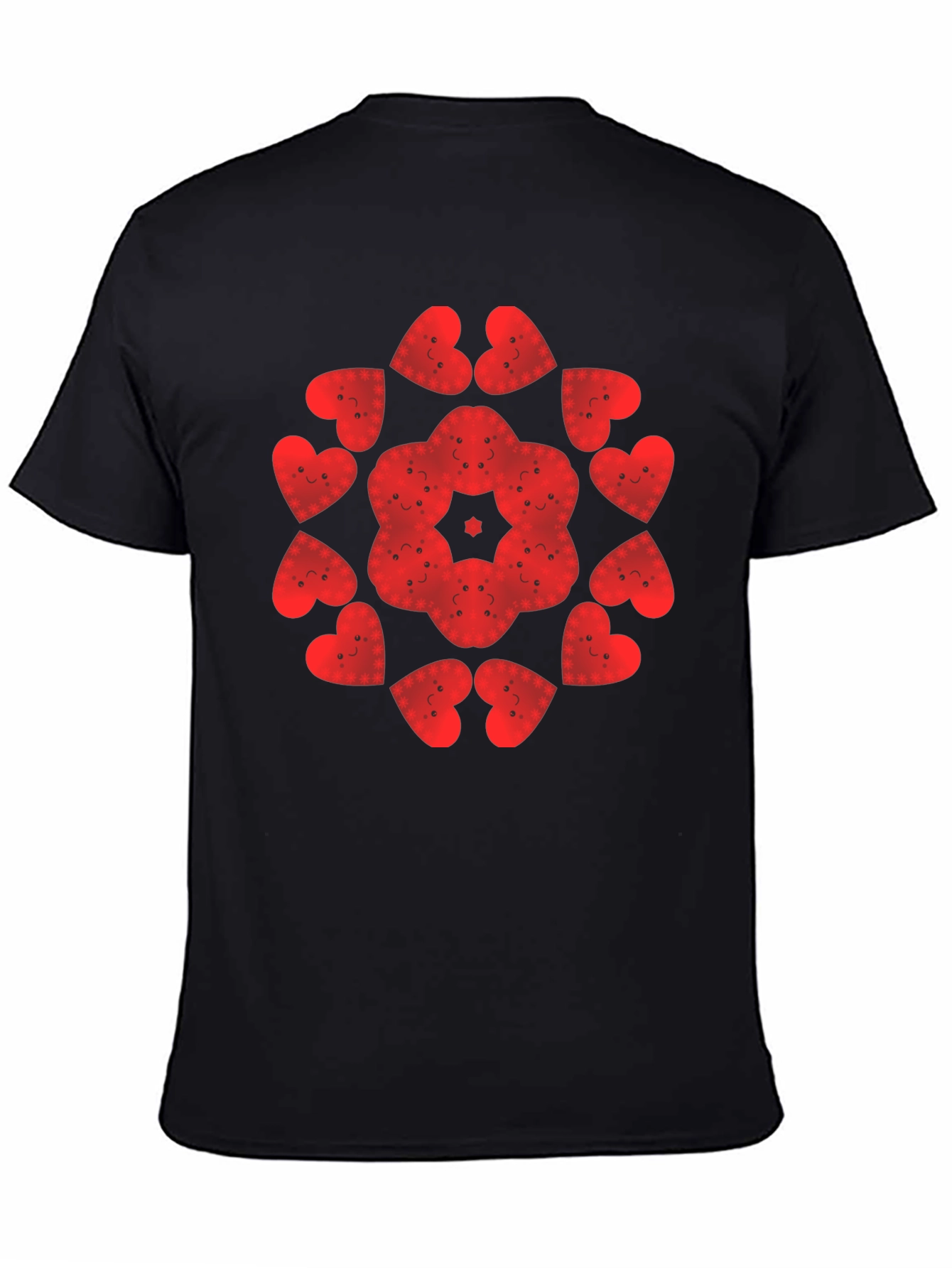 Heart Face Pattern Tee - Unique Graphic Print Shirt