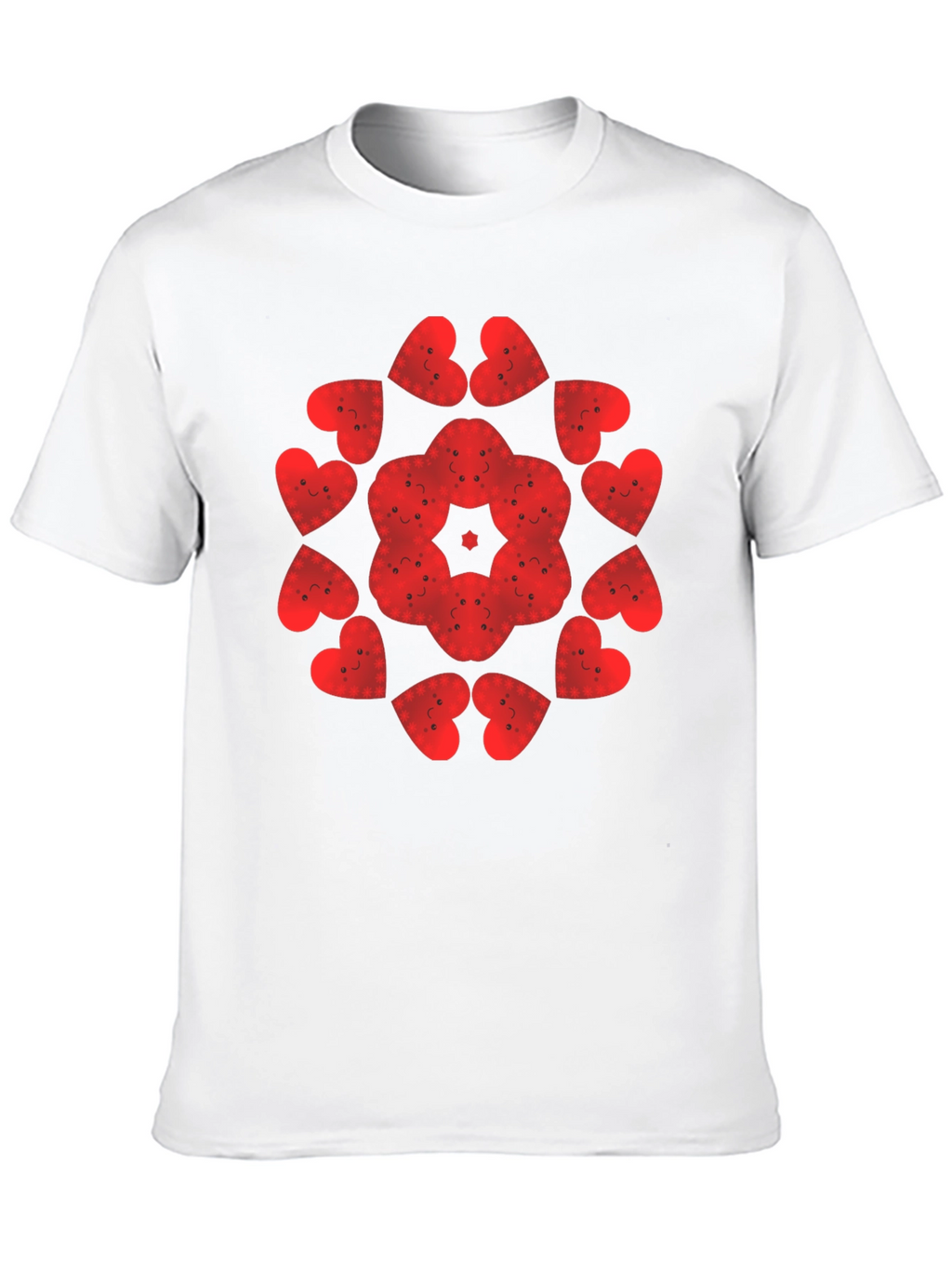 Heart Face Pattern Tee - Unique Graphic Print Shirt