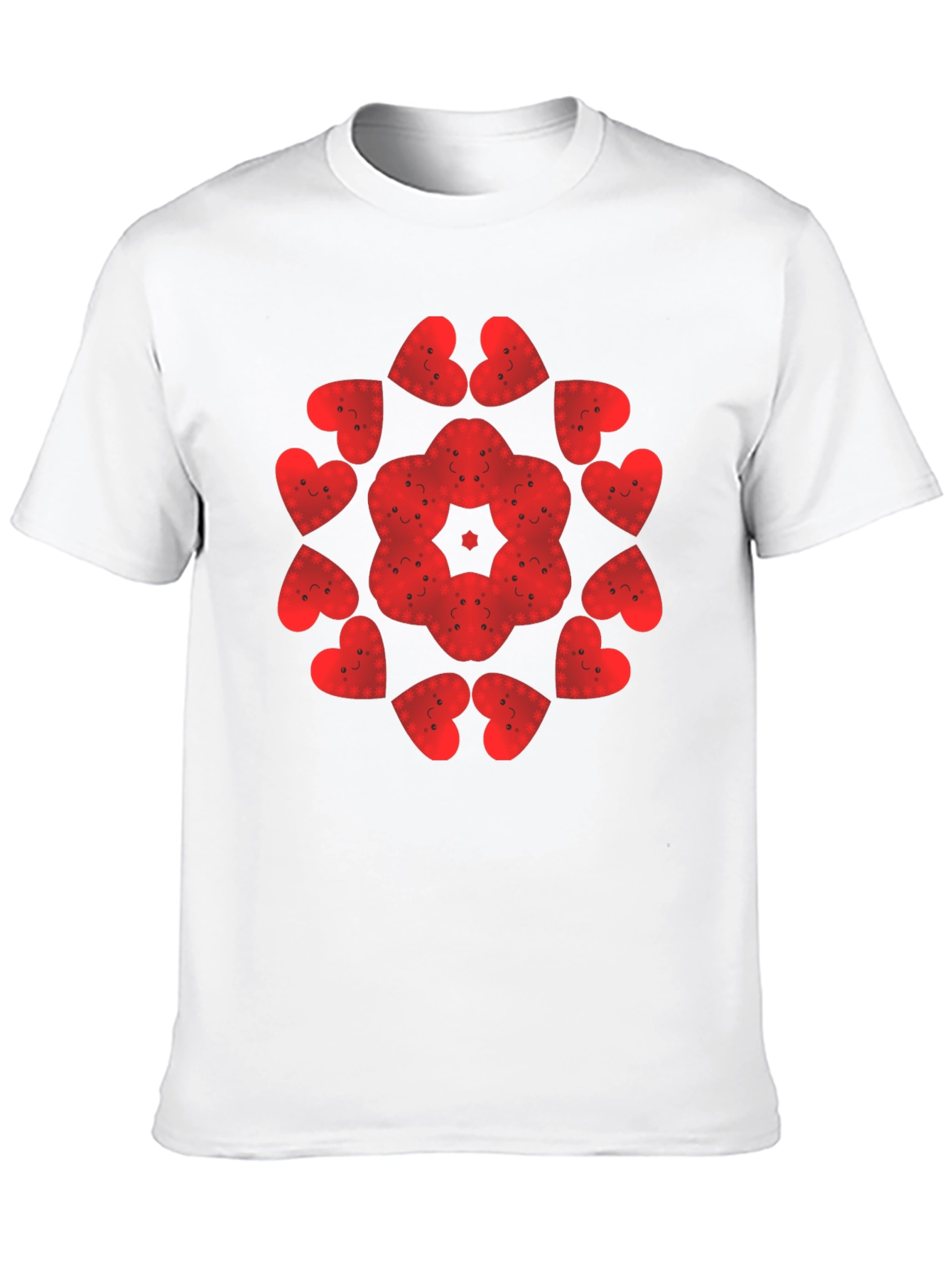 Heart Face Pattern Tee - Unique Graphic Print Shirt