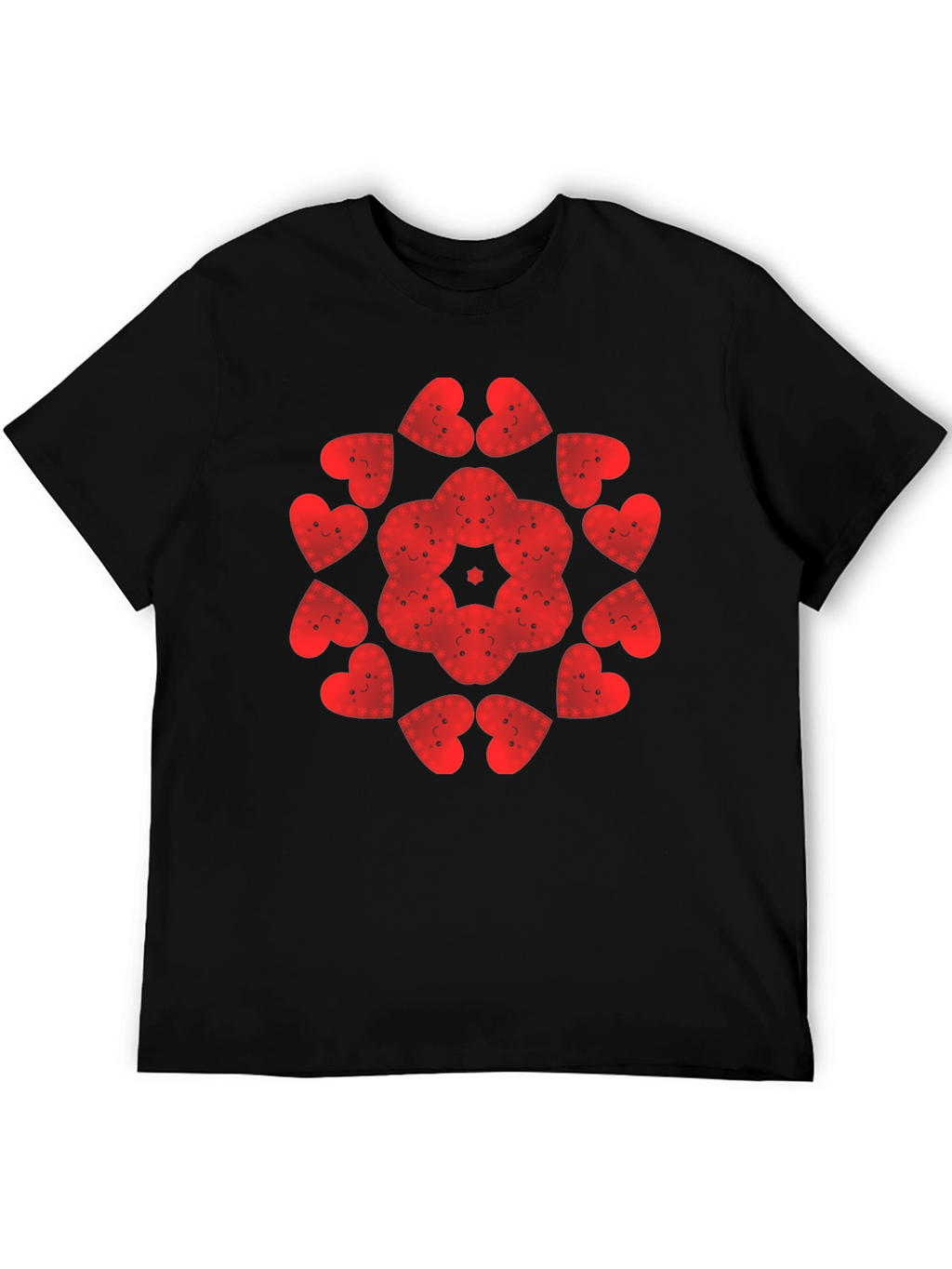 Heart Face Pattern Tee - Unique Graphic Print Shirt