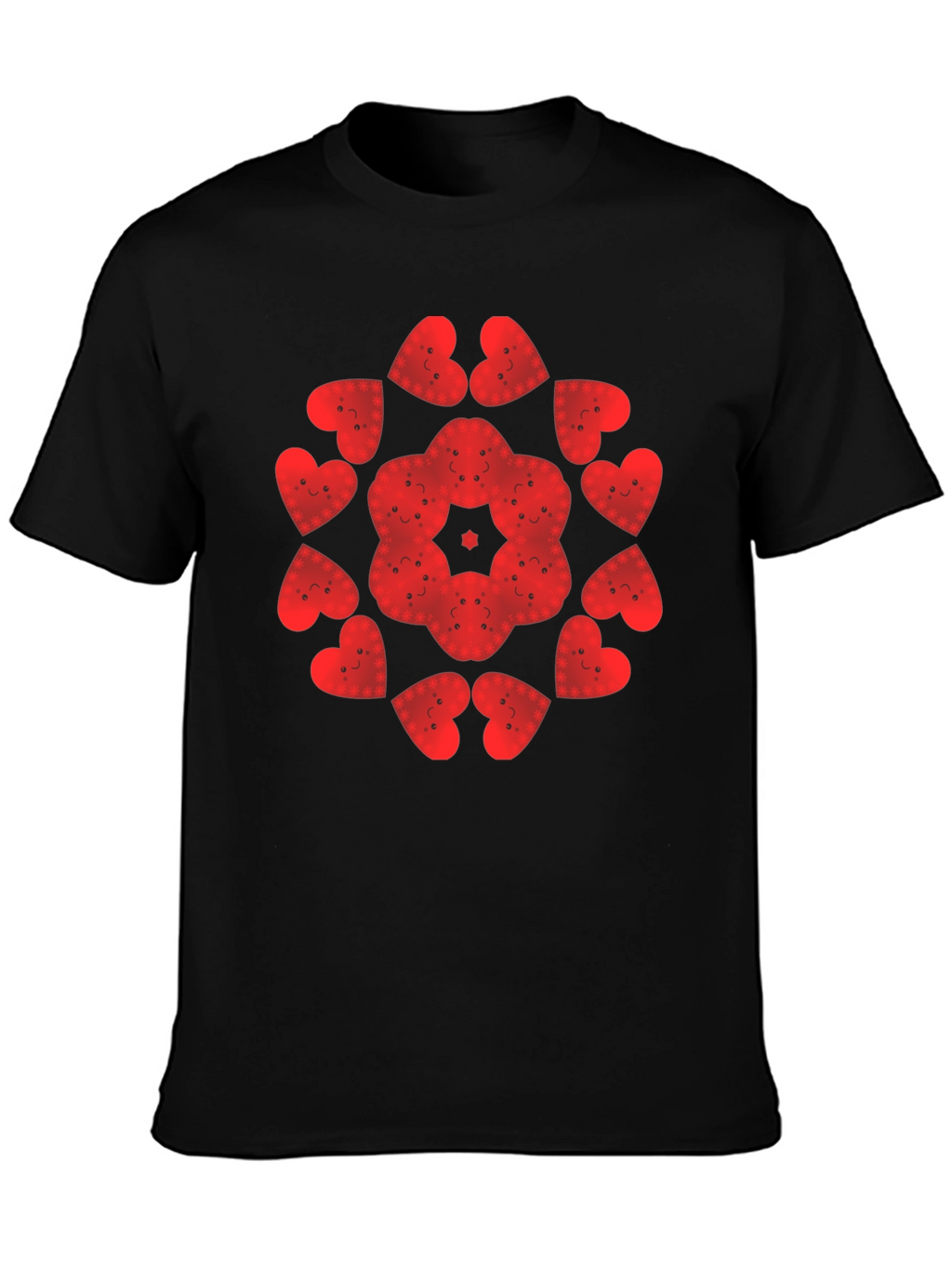 Heart Face Pattern Tee - Unique Graphic Print Shirt