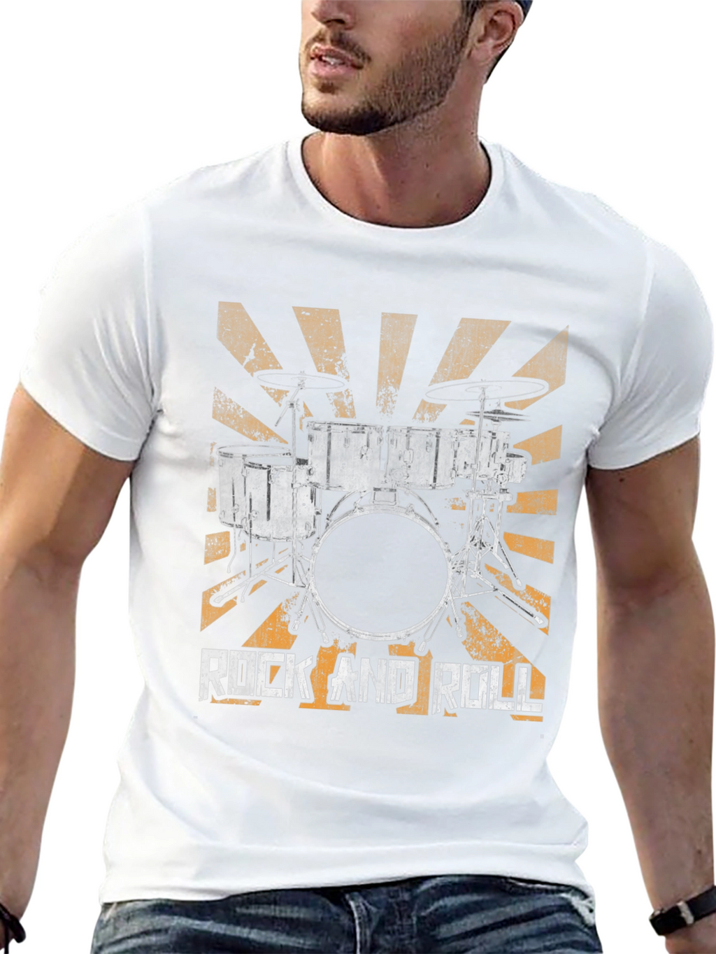 Rock and Roll Drum Kit Graphic Tee - Black
