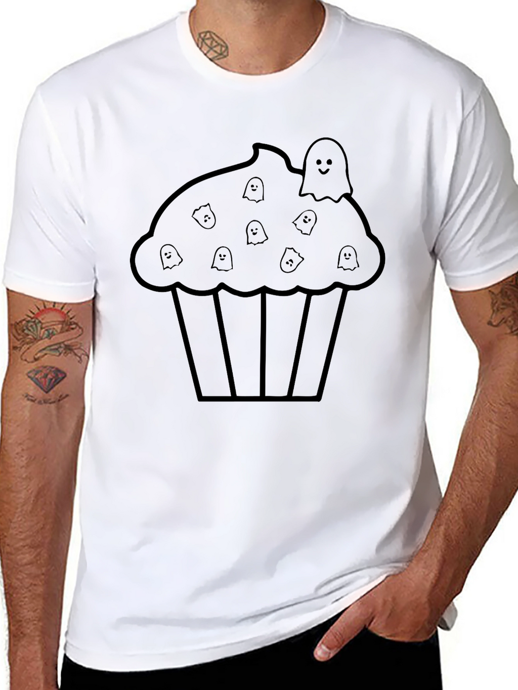 Ghost Cupcake T-Shirt - Spooky & Sweet Halloween Tee