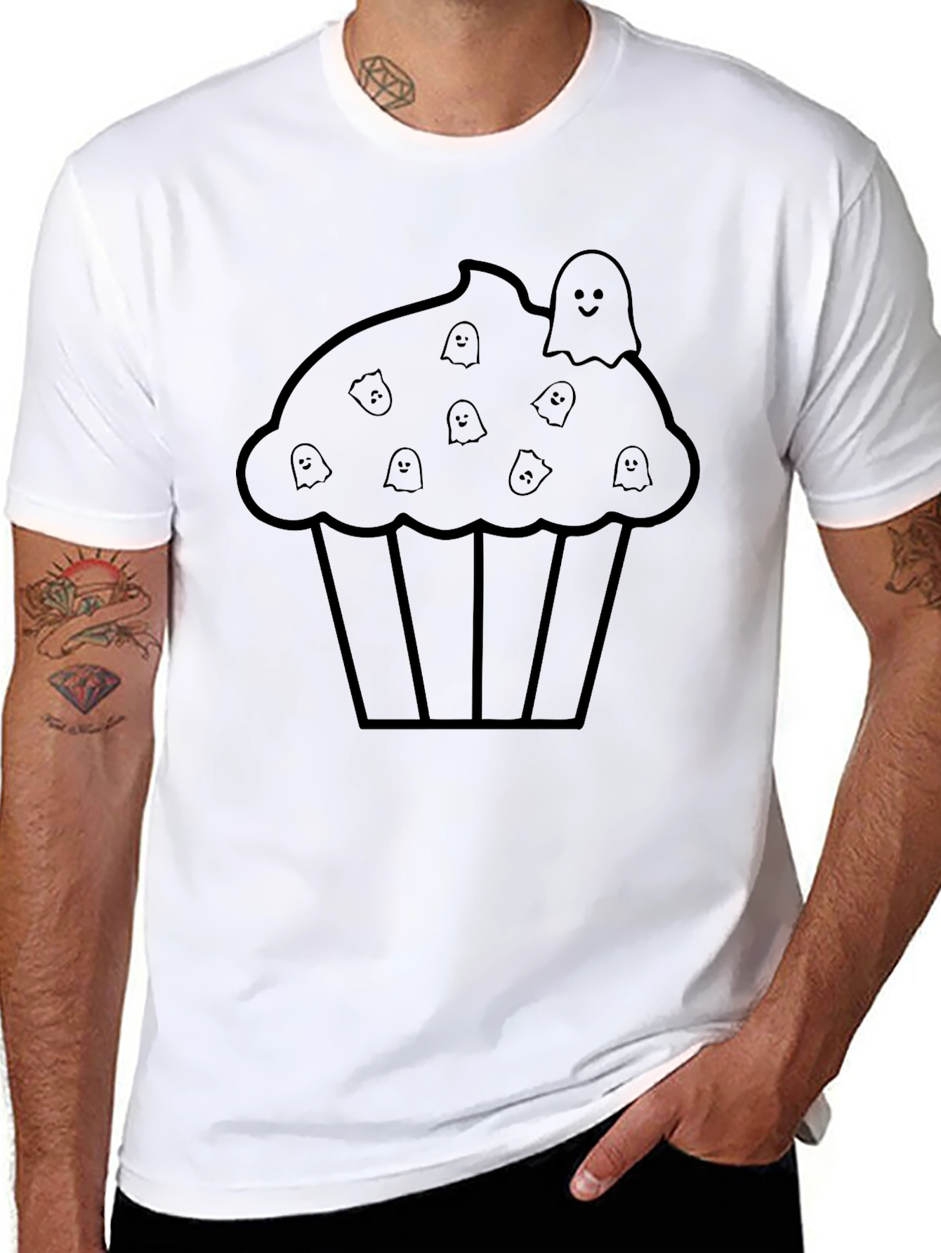 Ghost Cupcake T-Shirt - Spooky & Sweet Halloween Tee