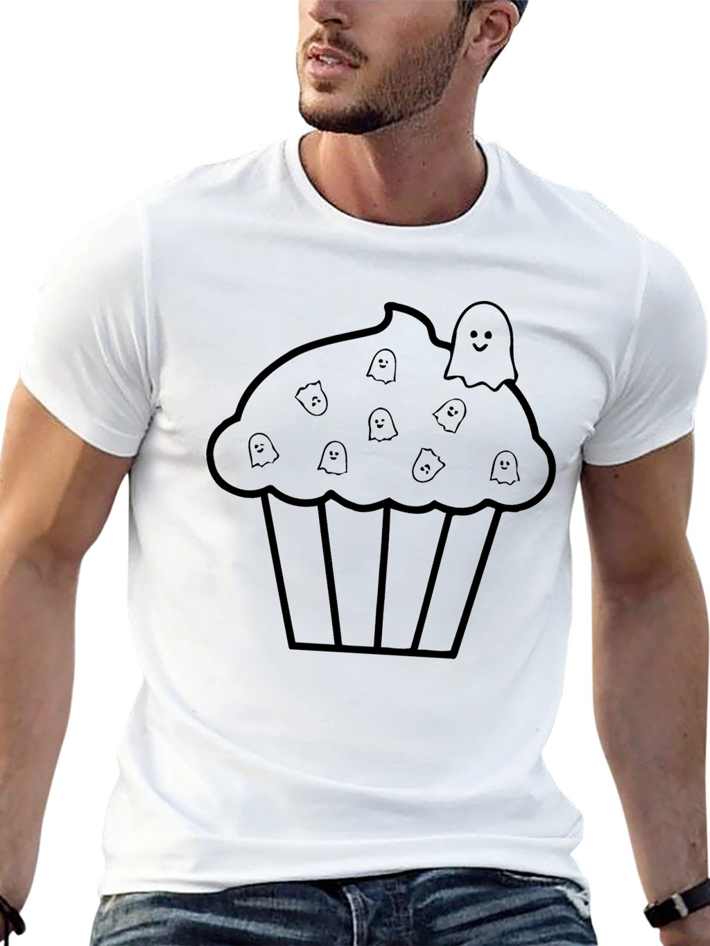 Ghost Cupcake T-Shirt - Spooky & Sweet Halloween Tee