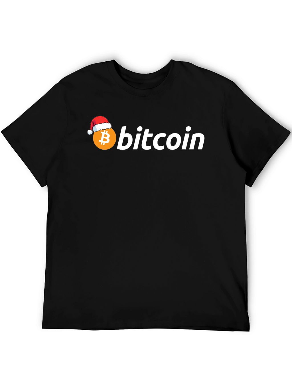 Bitcoin Santa Hat Black Graphic Tee