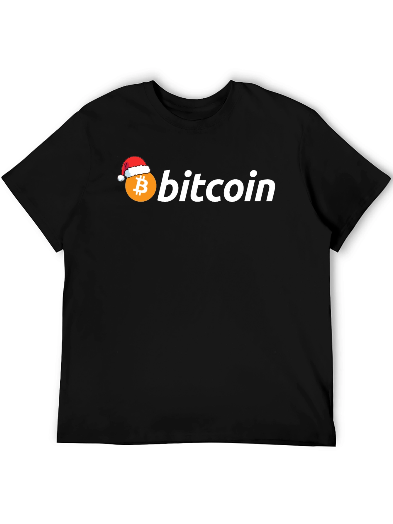 Bitcoin Santa Hat Black Graphic Tee