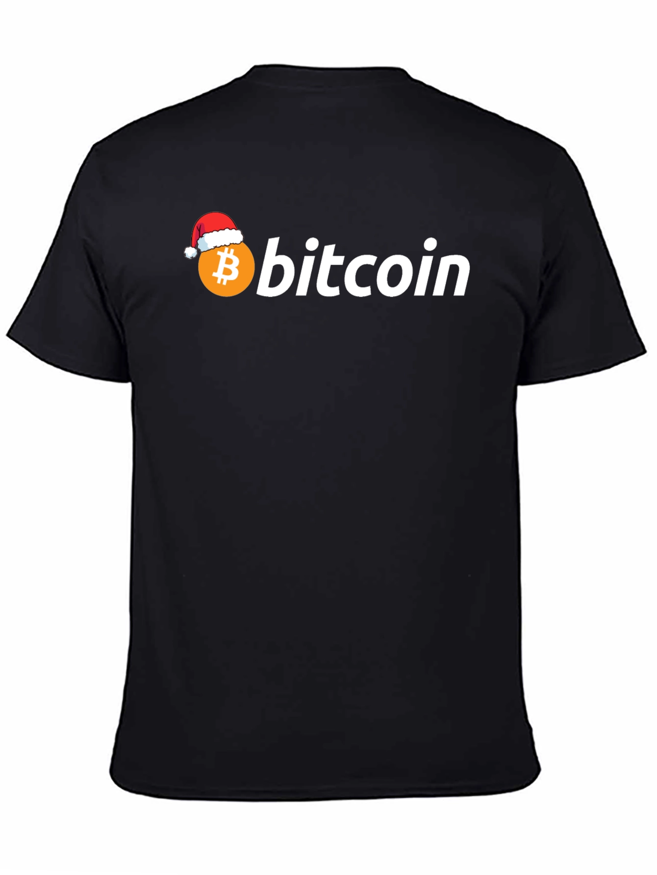 Bitcoin Santa Hat Black Graphic Tee