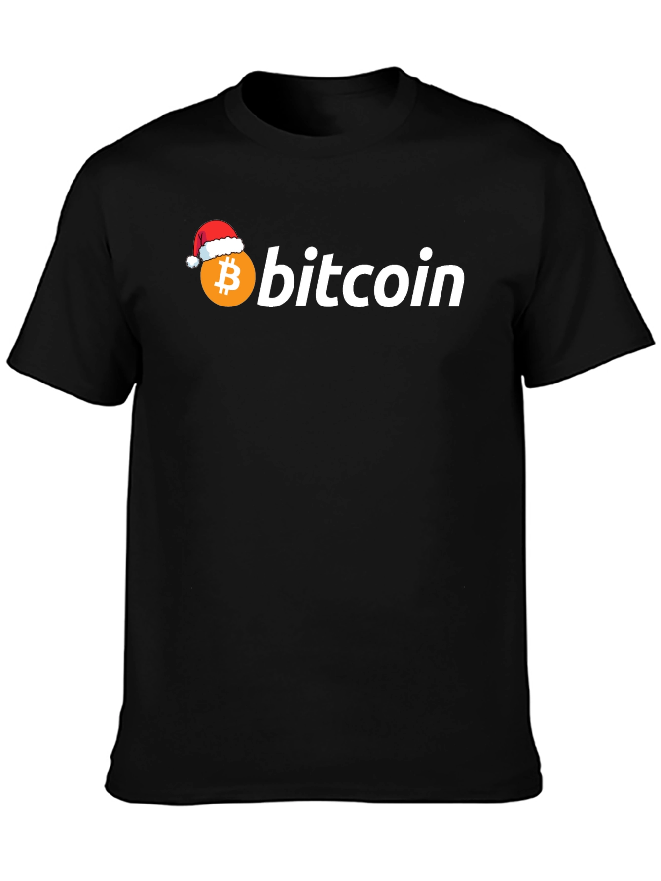 Bitcoin Santa Hat Black Graphic Tee