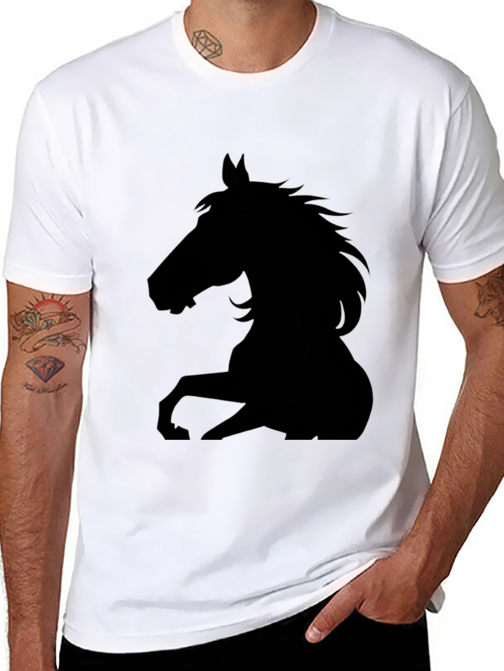 Black Horse Silhouette Graphic Tee - Mens