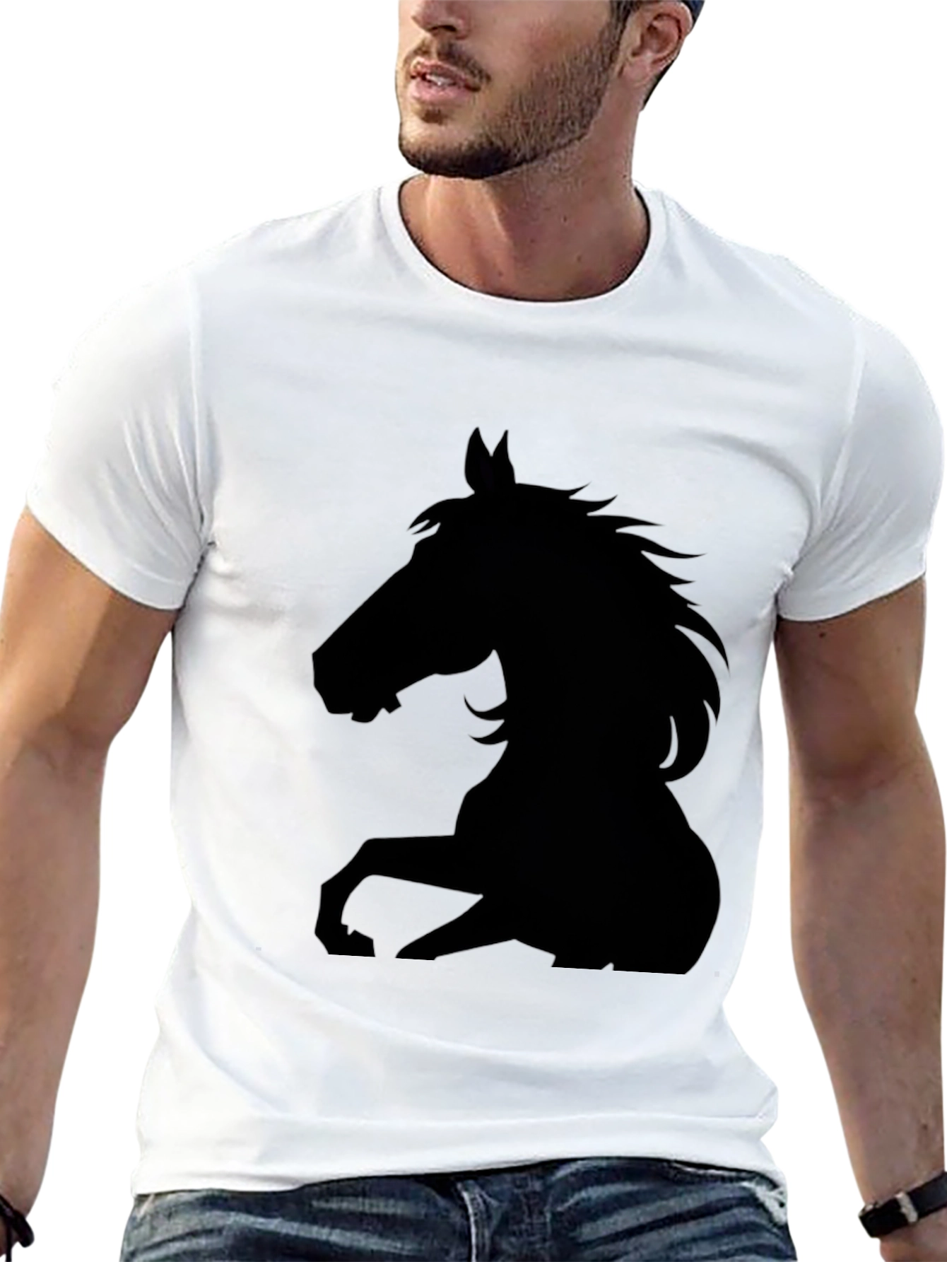 Black Horse Silhouette Graphic Tee - Mens