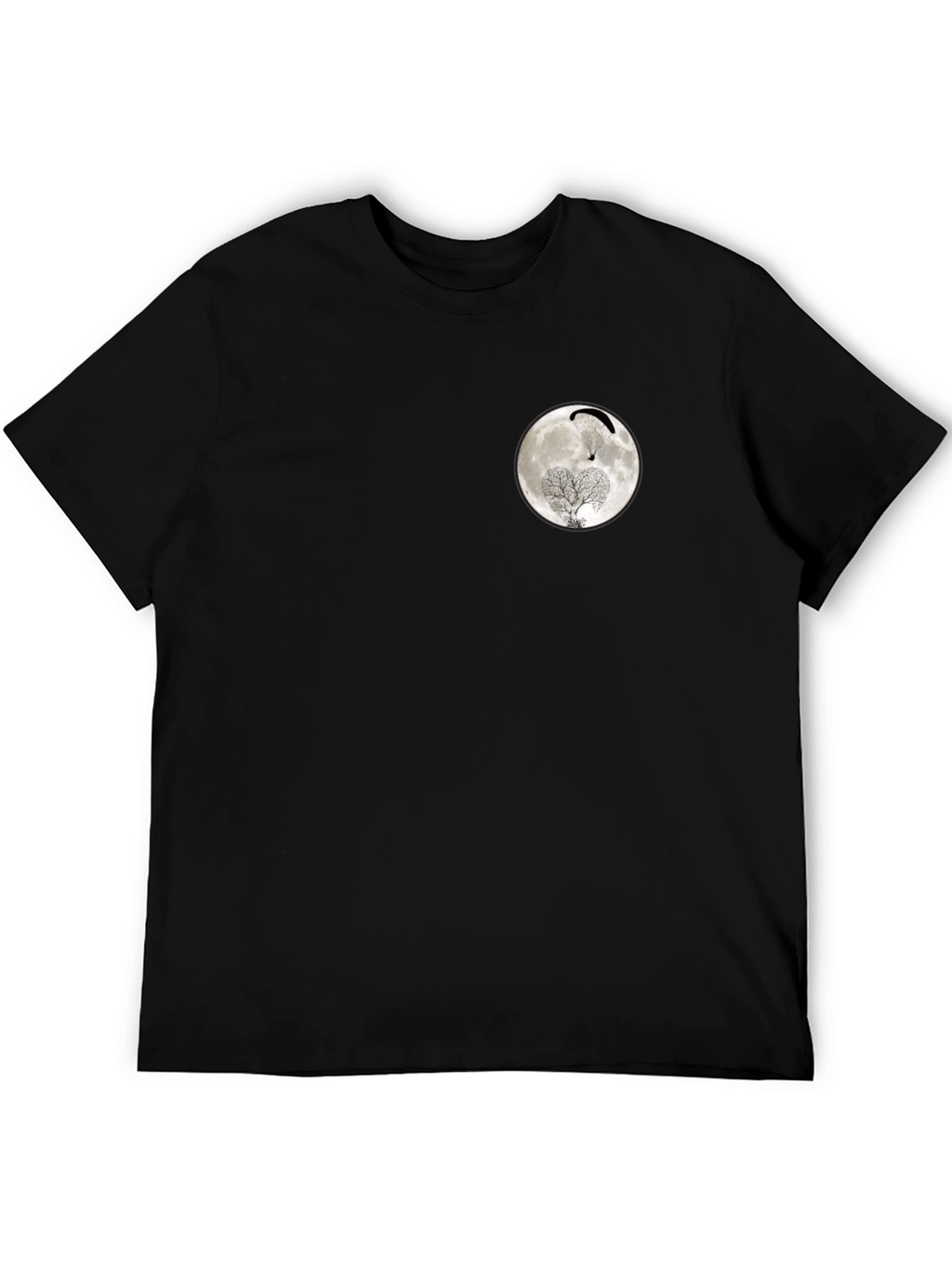 Moon Paragliding Tree Black T-Shirt