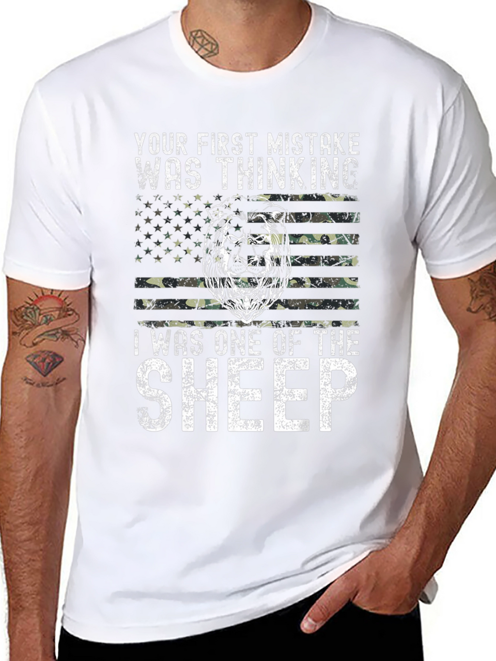 Lion American Flag Graphic T-Shirt