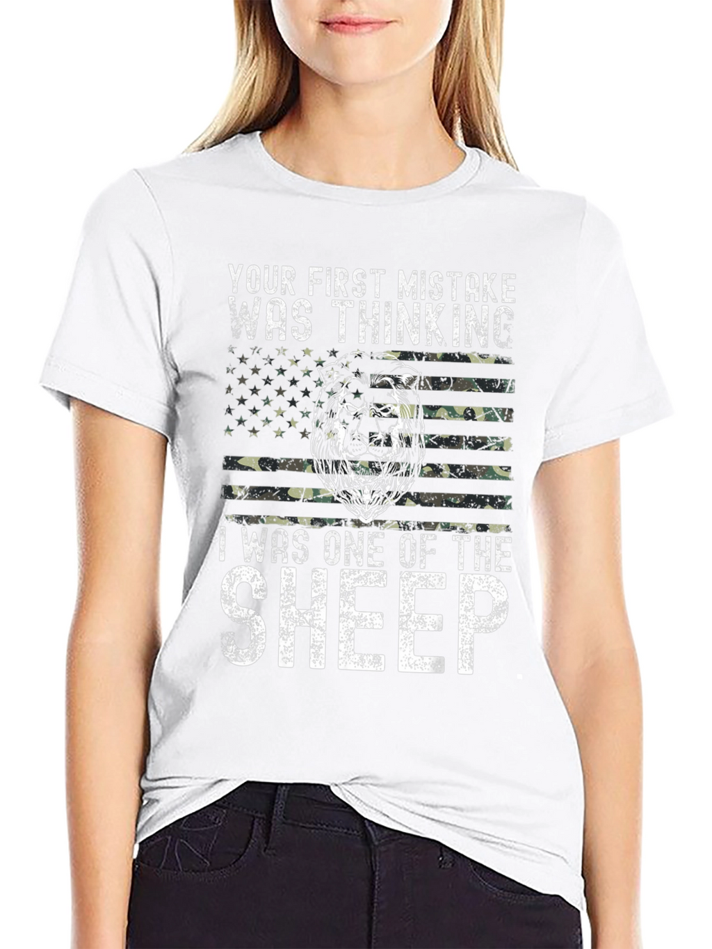 Lion American Flag Graphic T-Shirt