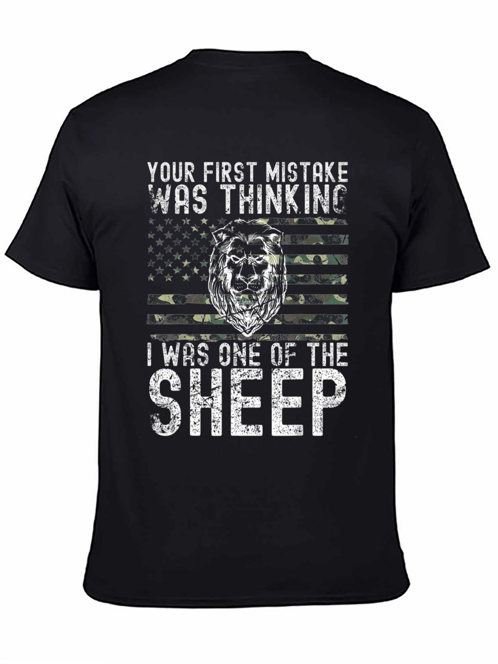 Lion American Flag Graphic T-Shirt