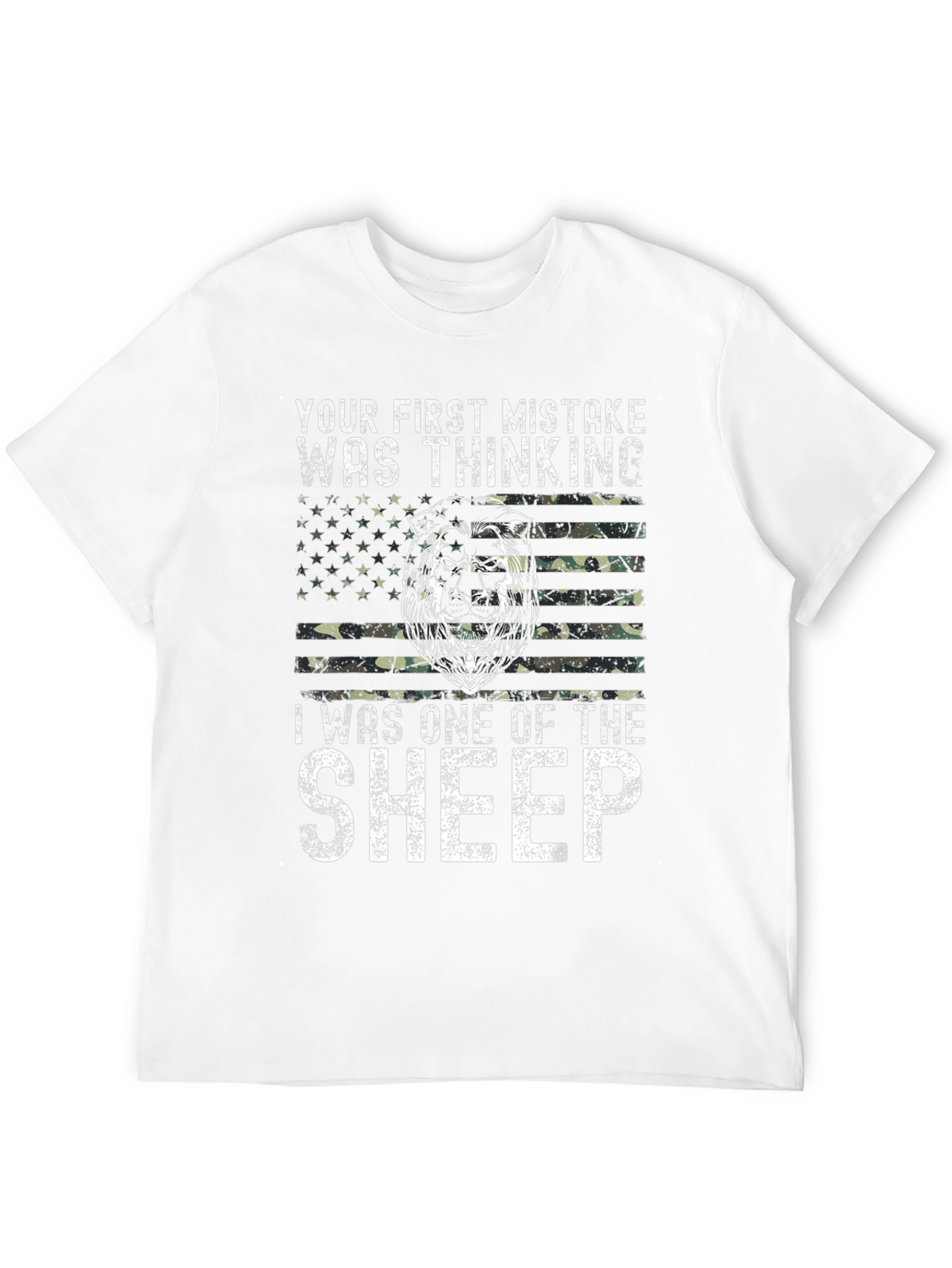 Lion American Flag Graphic T-Shirt