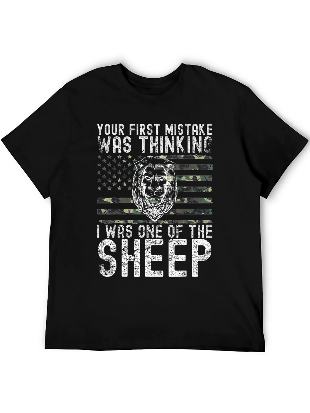 Lion American Flag Graphic T-Shirt