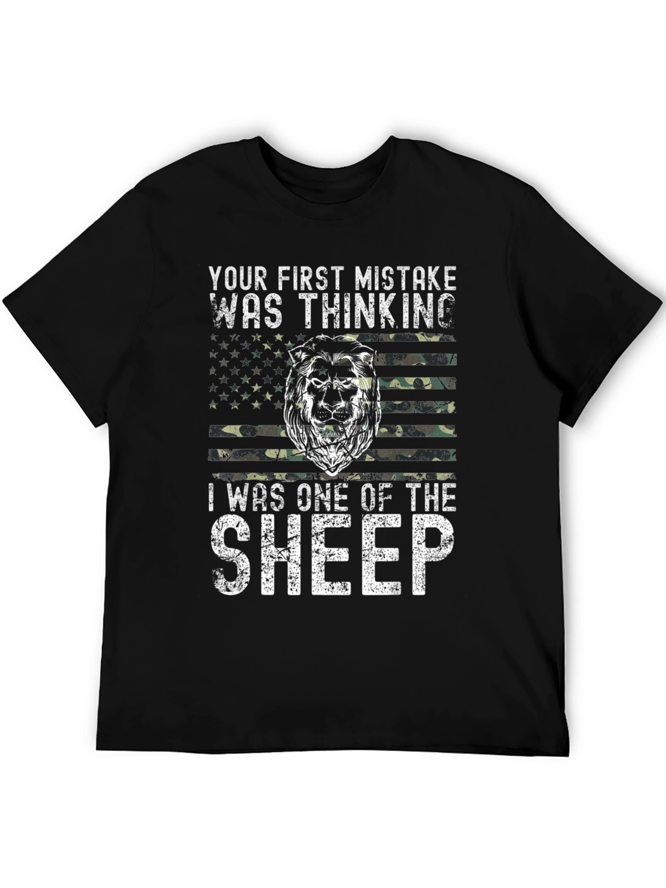 Lion American Flag Graphic T-Shirt